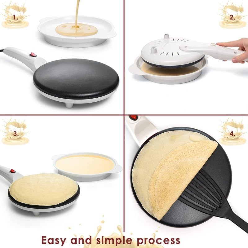 Moss & Stone Electric Crepe Maker 8 Inch, Portable 8 Inch Corded, White