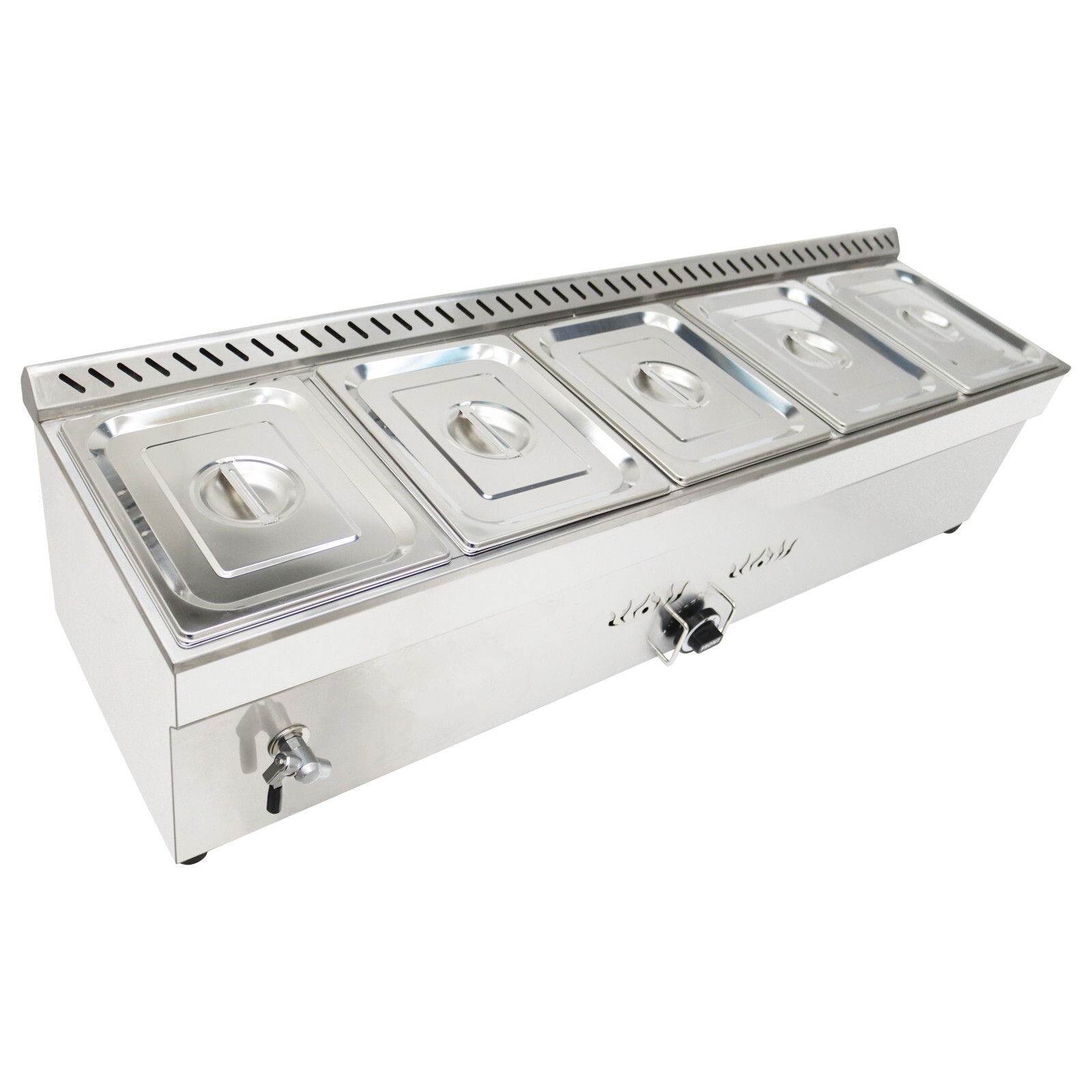 5-Deep Pan Propane Gas Steam Table Food Warmer/LPG Warm Soup Tank Size5*1/2