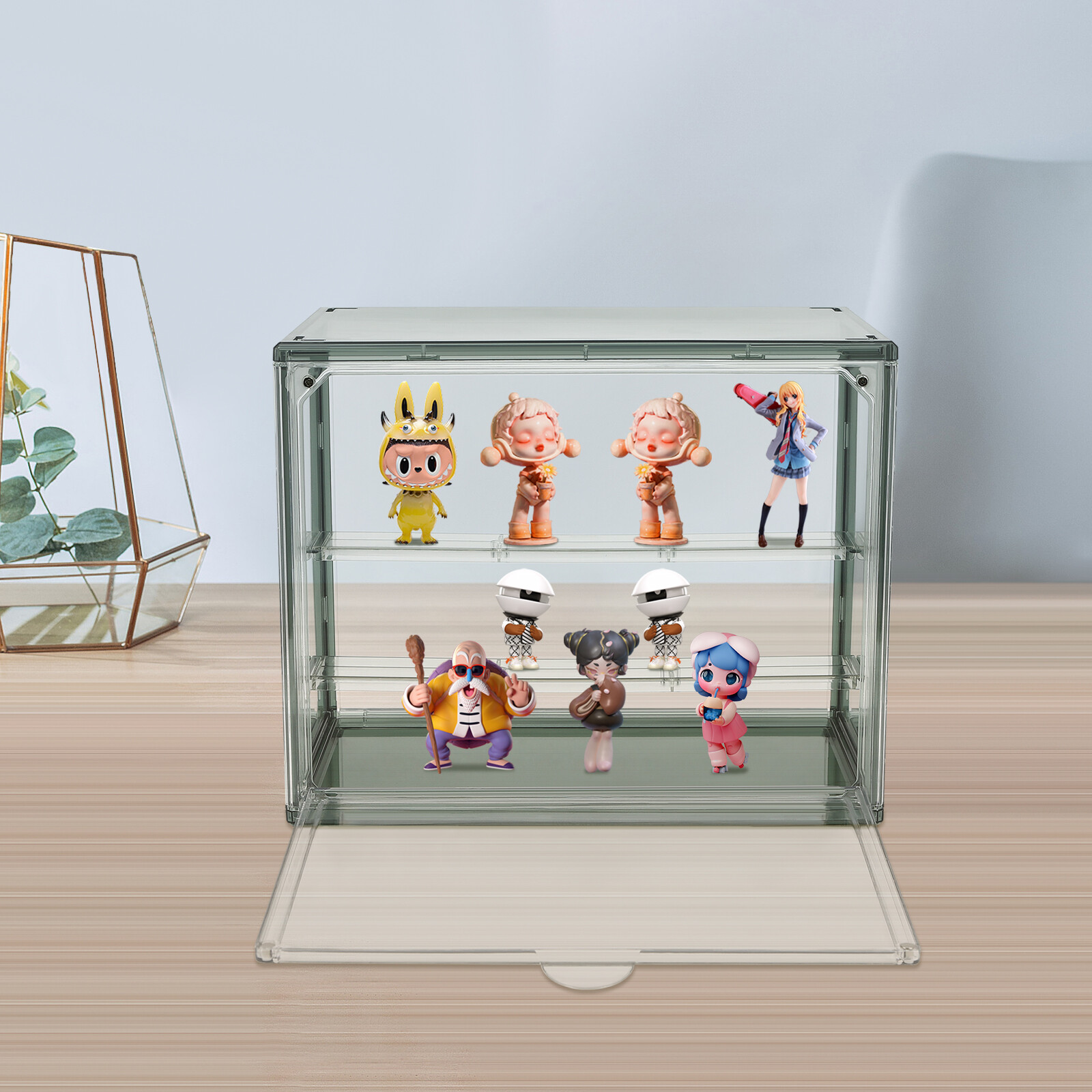 Display Case Bread Box for Kitchen Countertop, 2 Tier PET Display Shelf