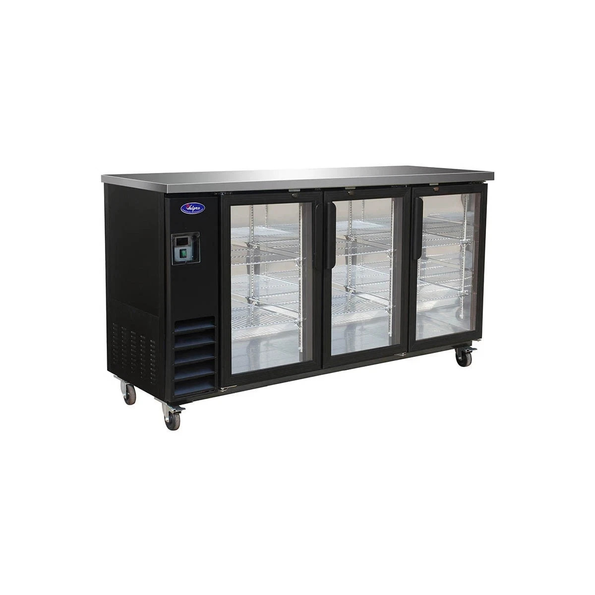 Valpro VP72G 73″ Refrigerated Back Bar Cabinet w/ 17 Cu Ft, 3 Glass Doors