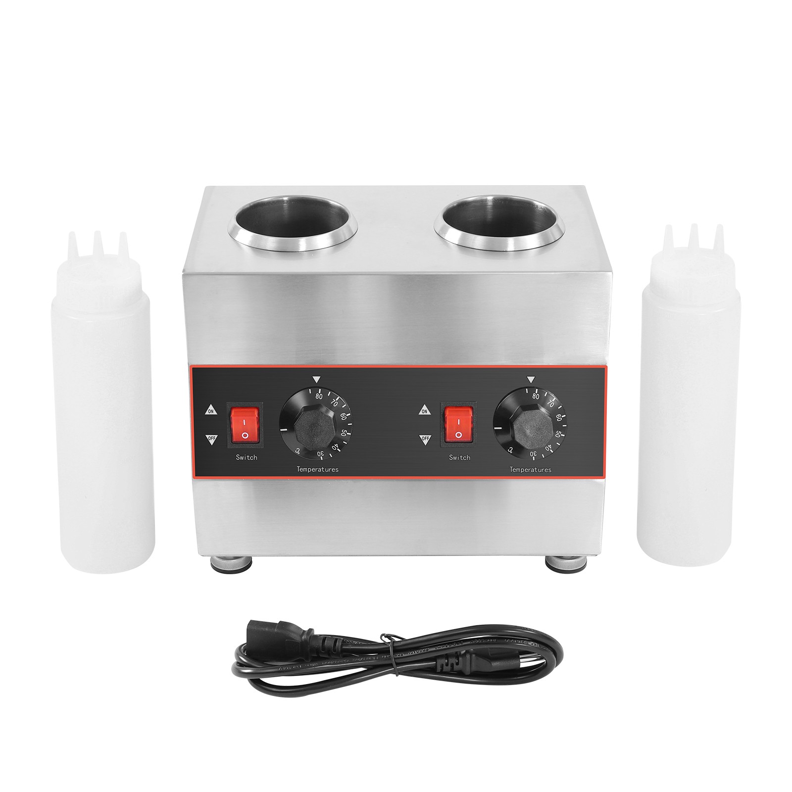 Electric Cheese Sauce Warmer 2 Bottles Chocolate Sauce Warmer 110V 30~85℃