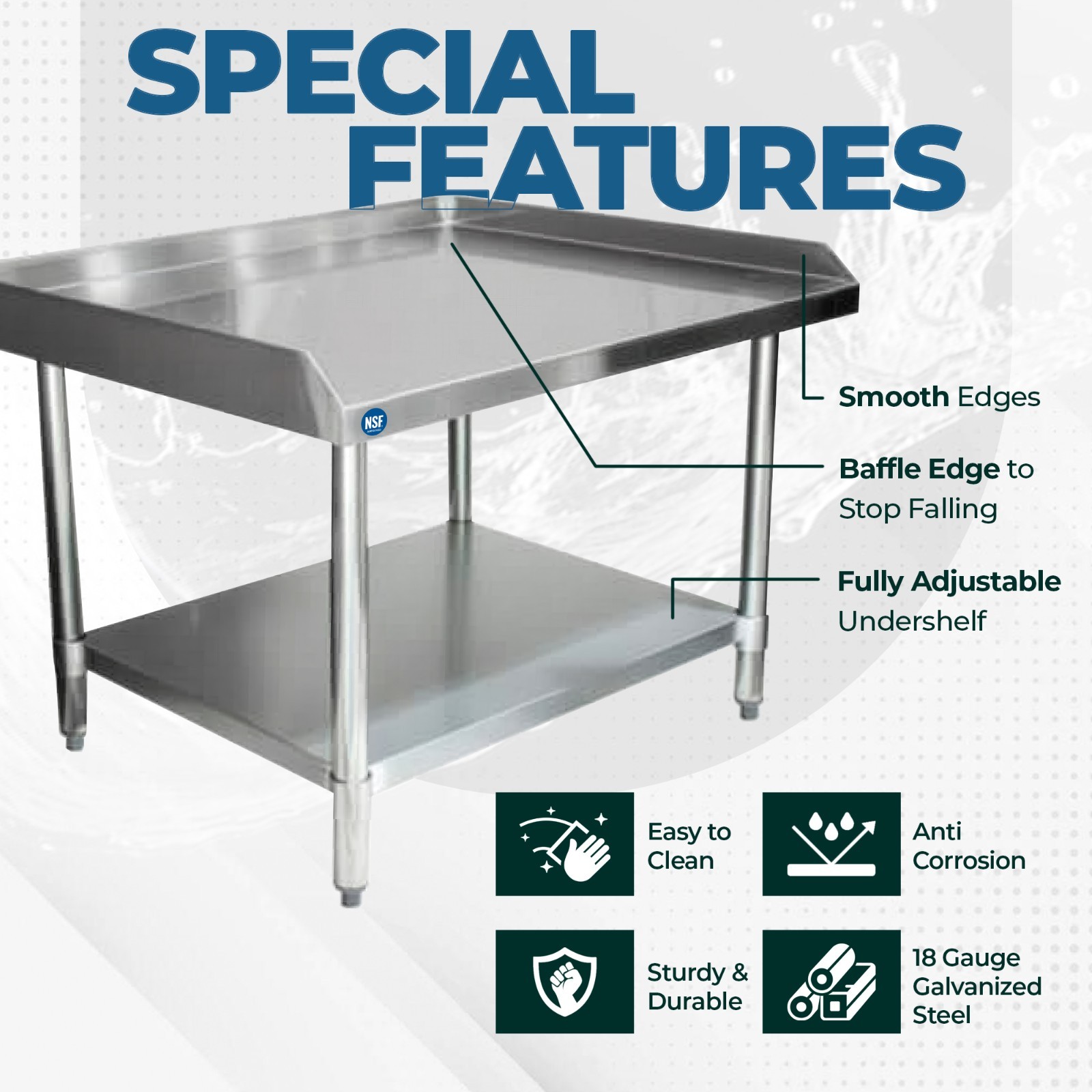 Stainless Steel Equipment Grill Stand Table with Adjustable Undershelf 24″x36″