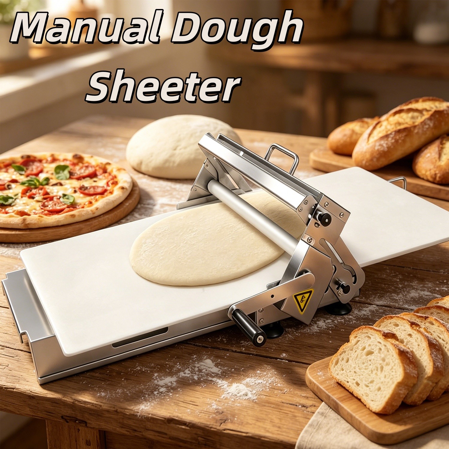 0.2-27mm Croissant Dough Press Machine Manual Pastry Dough Sheeter Dough Roller