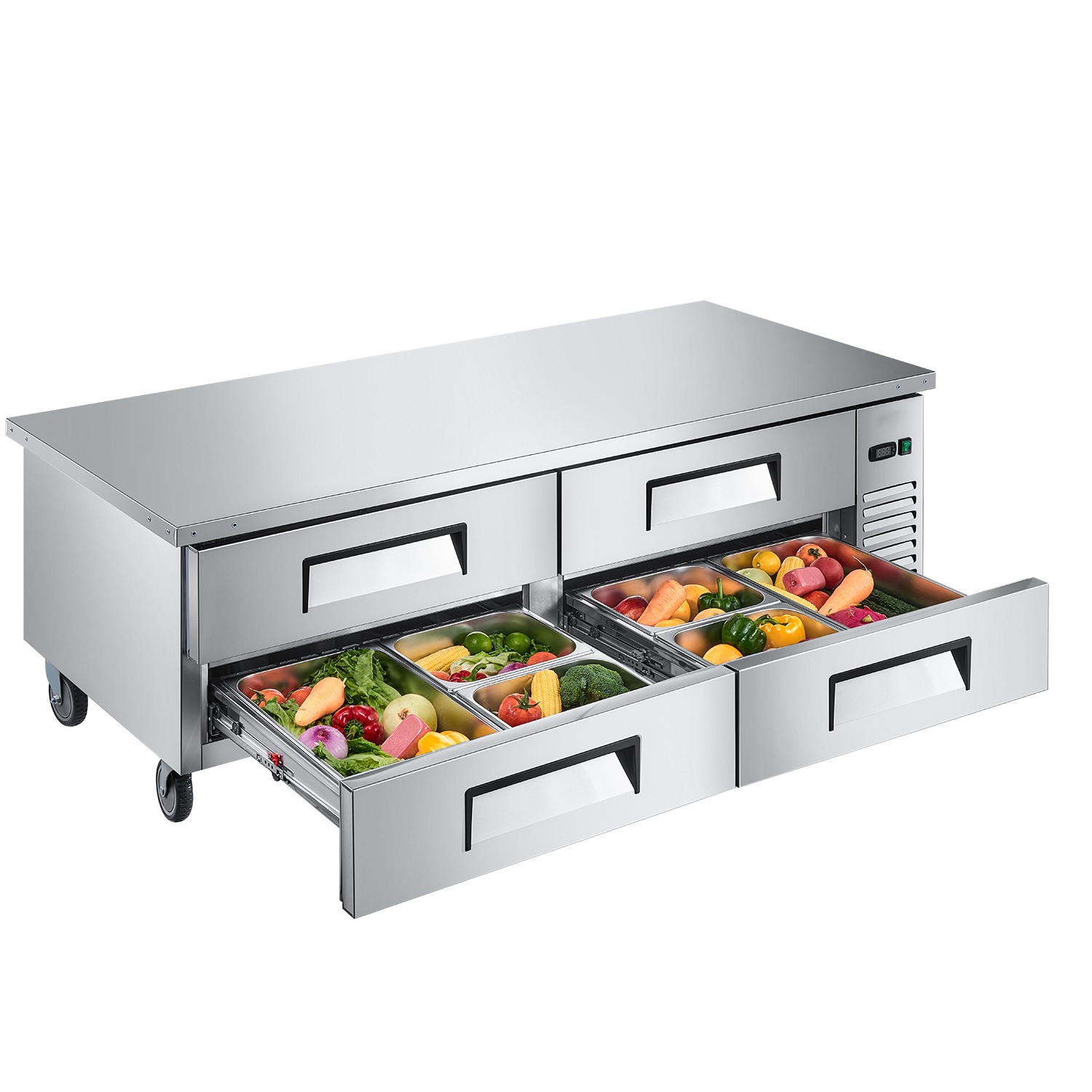 72 inch Commercial Chef Base Refrigerator Kitchen Prep Worktable w/ Four Drawer