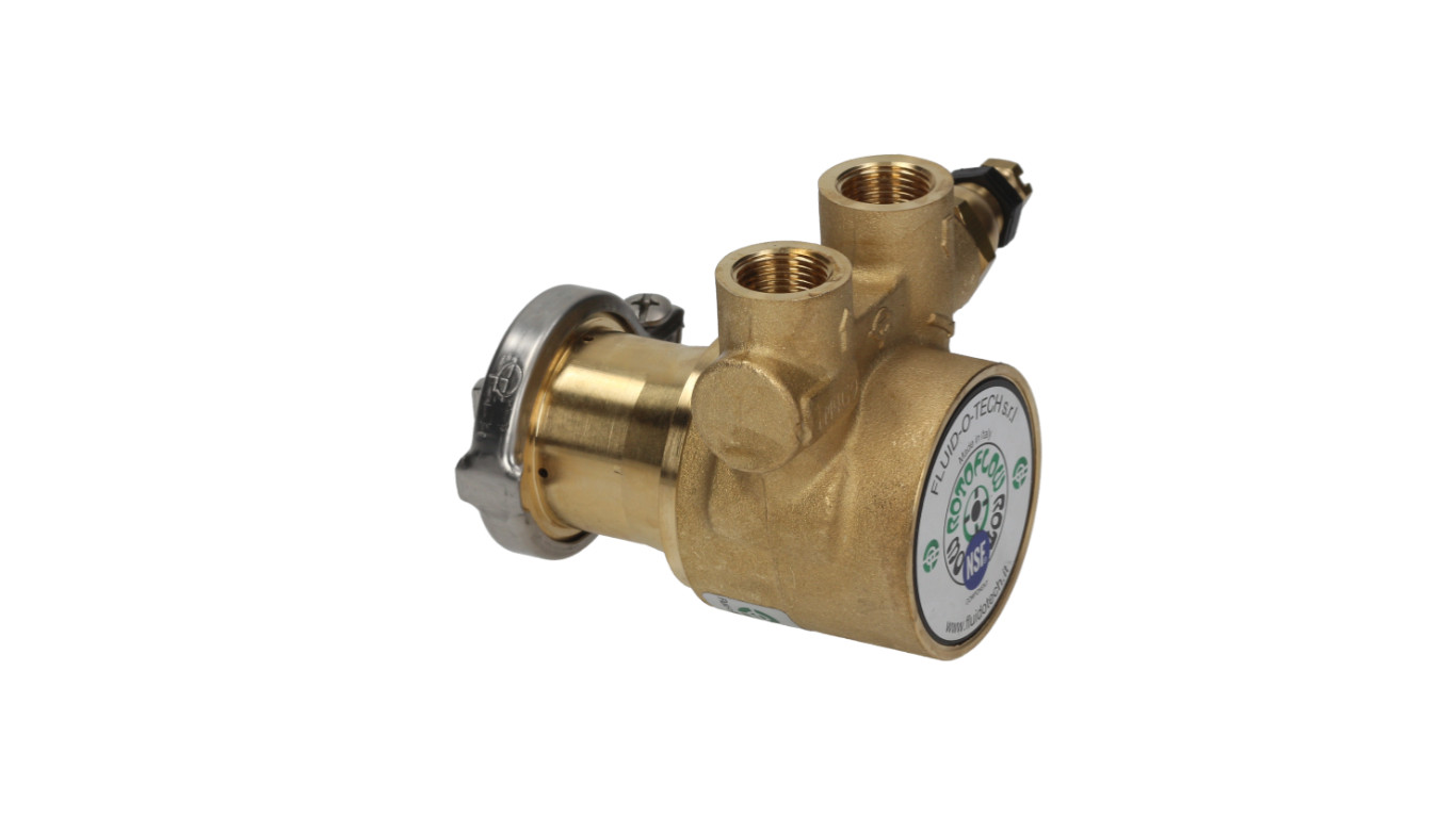 Espresso Machine Rotoflow Rotary Vane Water Pump 3/8 BSP, Clamp, Flat Pin, NSF