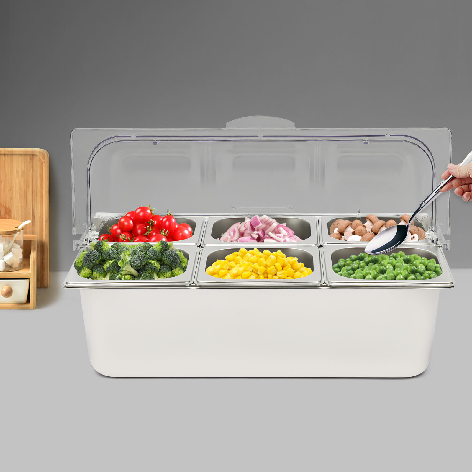 Ice Food Serving Display Tray Buffet Cold Serving Cooler Platter 6 Components