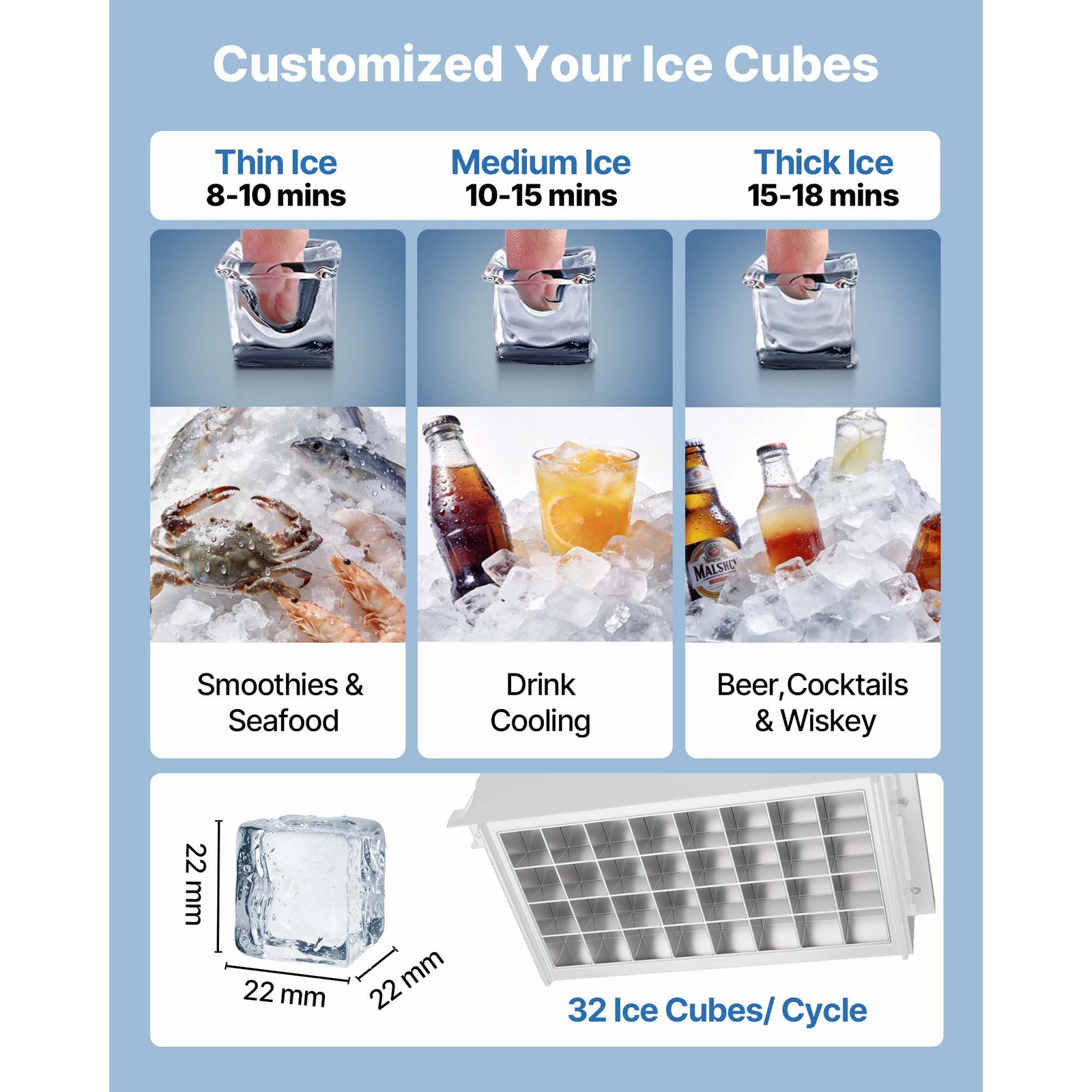 Uimoso 80lbs/24H Commercial Ice Maker with 13 lbs Storage for Bar or Restaurant