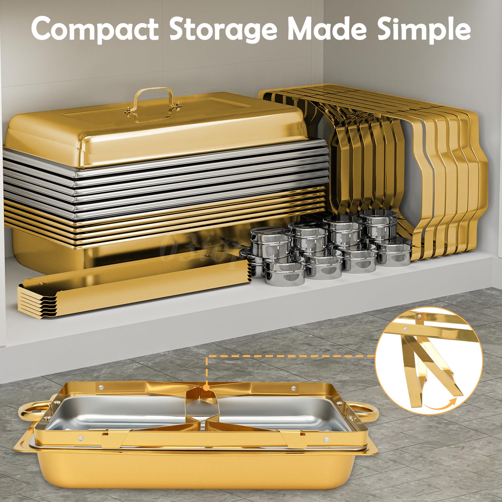 9Qt 4X Chafing Dish Buffet Set GOLD 316 Stainless Steel Chafer for Catering
