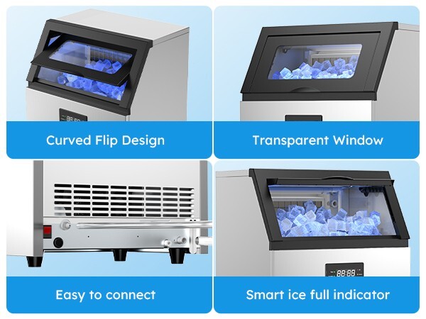 Commercial Ice Maker Machine, 150lbs/24H Stainless Steel Under Counter Ice Maker