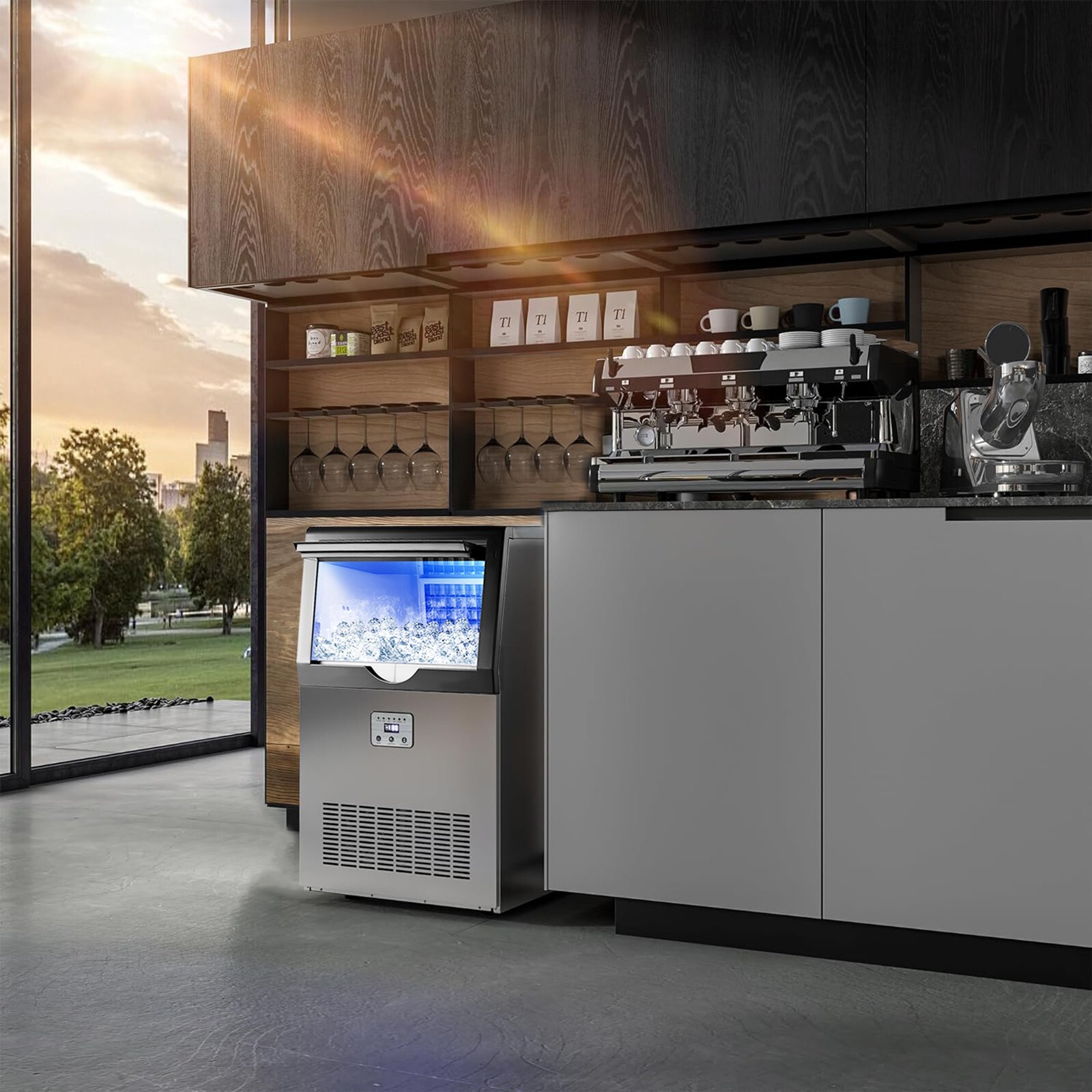 Built-in Commercial Ice Maker 100lbs Stainless Steel Bar Restaurant Cube Machine