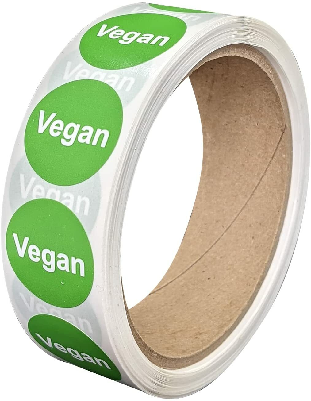 Vegan Food Labels 1 Inch Round Circle Dots [500 Sticker Roll]