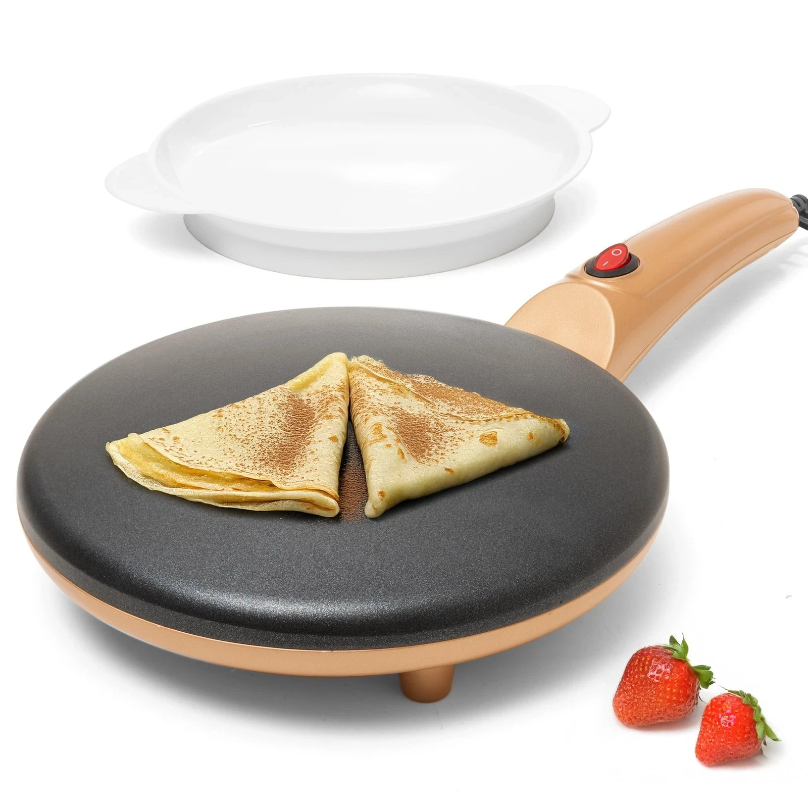 New Gold Electric Crepe Maker 8 Inch, Portable 8 Inch Corded