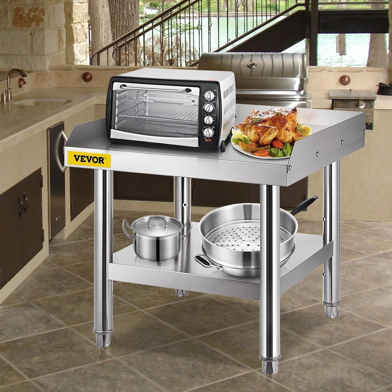 Stainless Steel Equipment Grill Stand, 24 x 24 x 26 Inches Stainless Table, G…