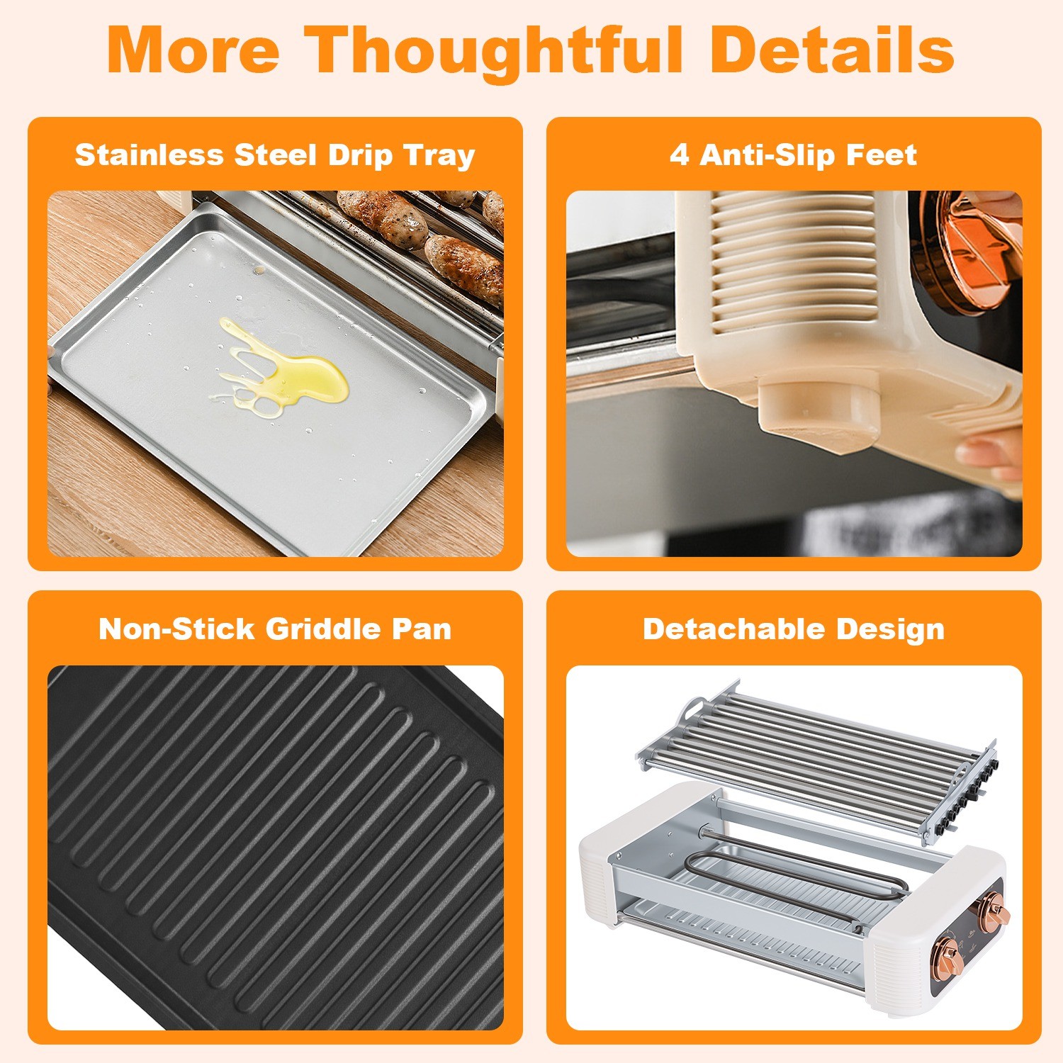 3IN1 Hot Dog Roller Machine with Grill & Griddle Cooker 600W 9 Hot Dog 6 Roller