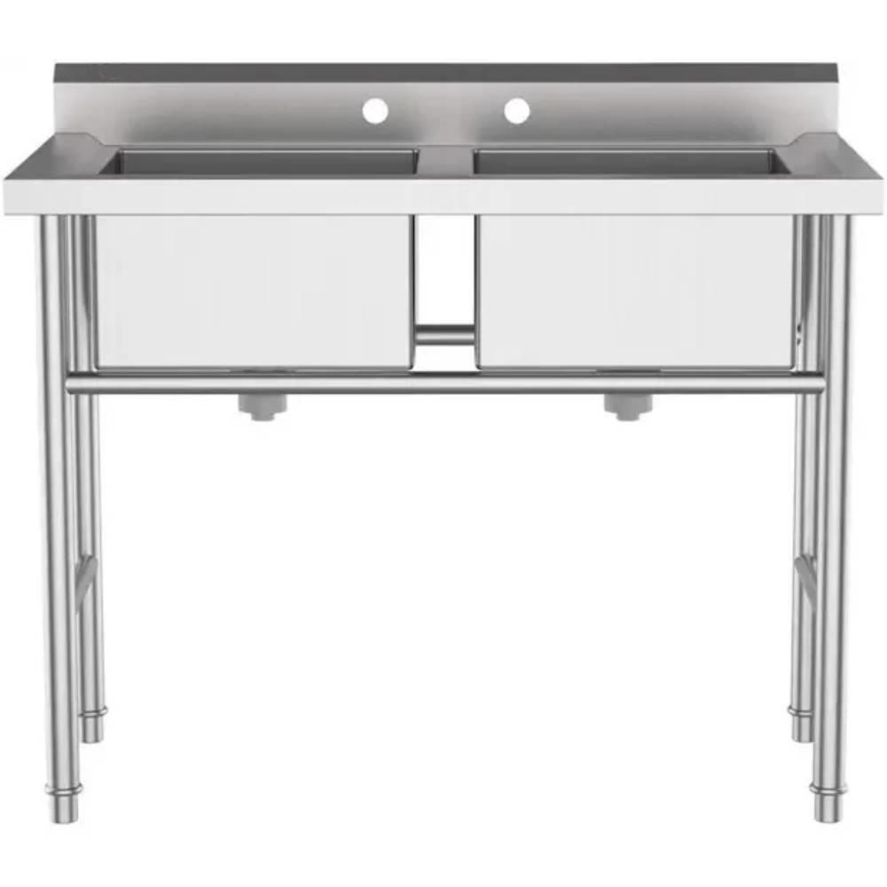 18 Gauge Stainless Steel Kitchen Sink 2 Compartment Free Standing Utility Sink
