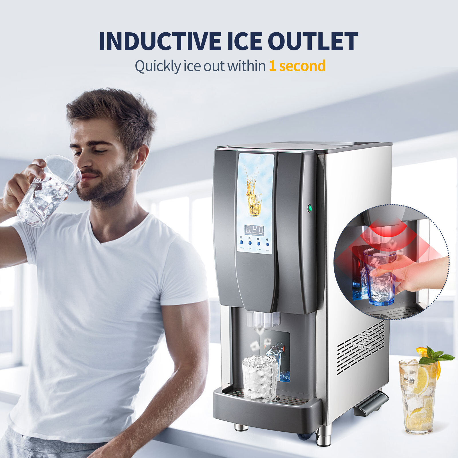 TECSPACE All New Commercial 110V 550W 175LBS/24H Intelligent Sensing Ice Machine