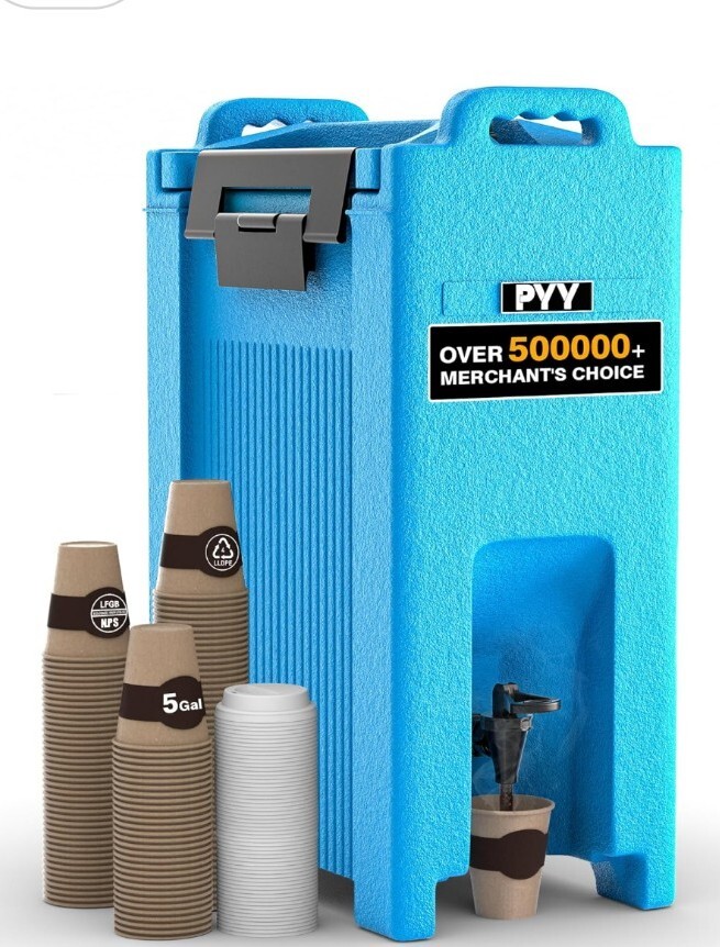 PYY Insulated Beverage Dispenser 5 Gal Hot and Cold Drink Dispenser/Blue