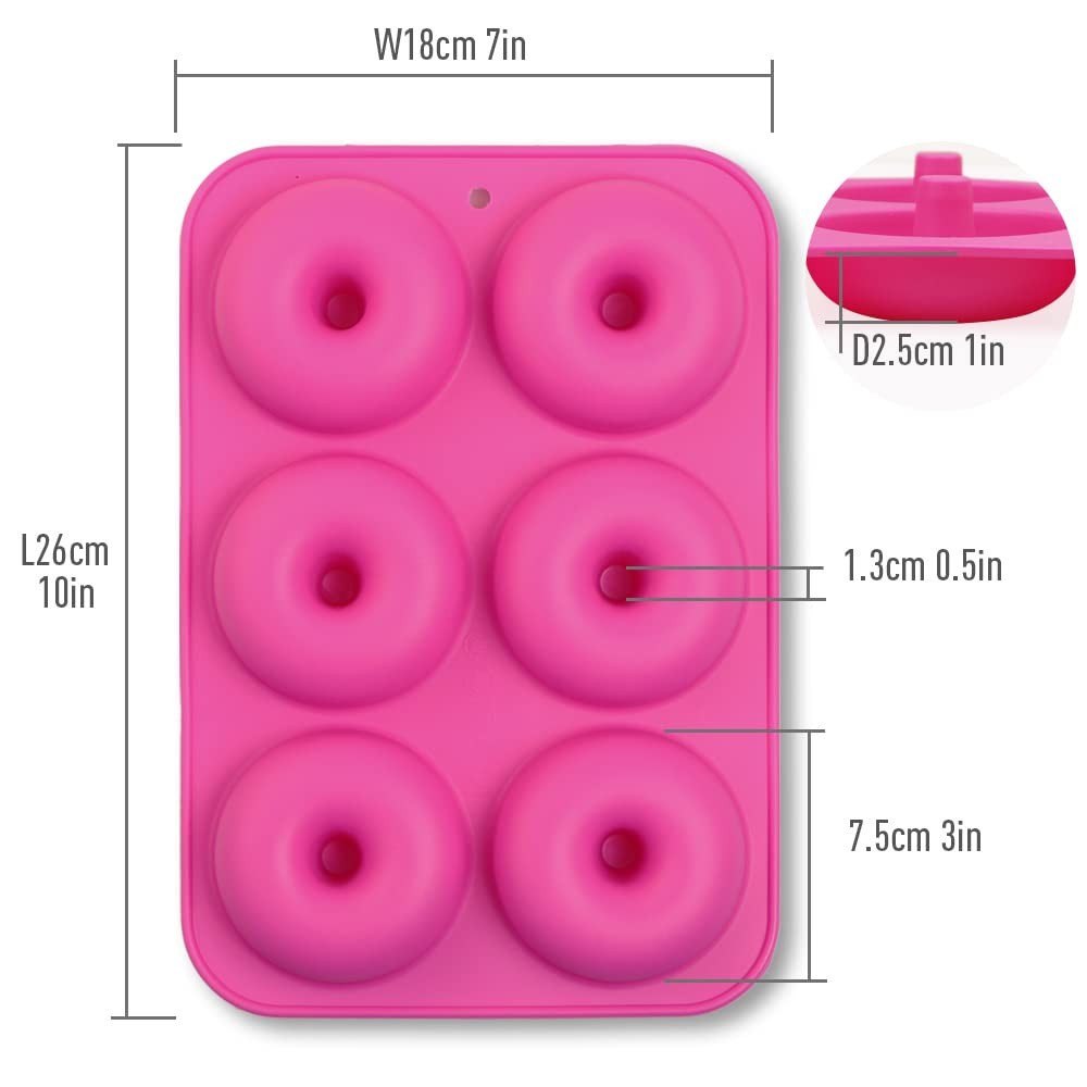 homEdge Silicone Donut Molds, 2-Pack of 10*7*1 inches, Pink and Green