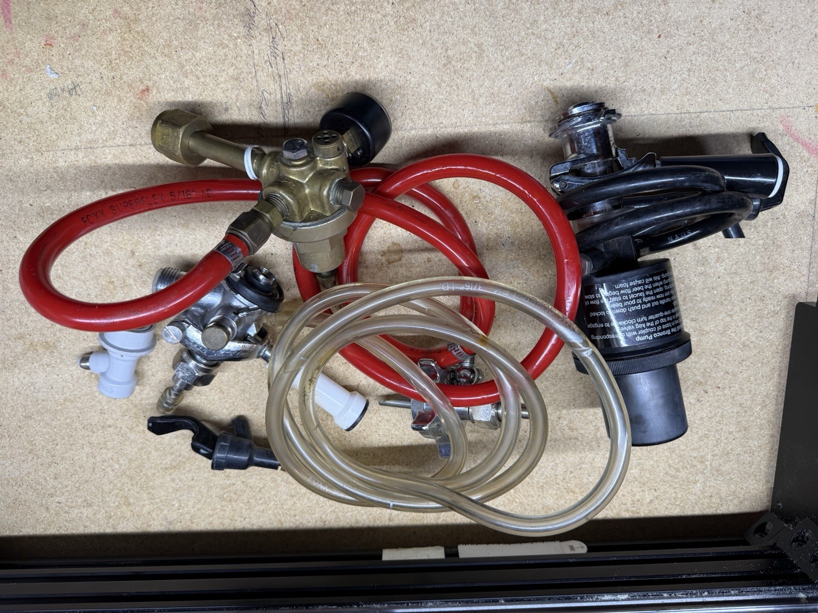 Various keg tappers. D System/US Sankey Keg Couplers with CO2 Regulator