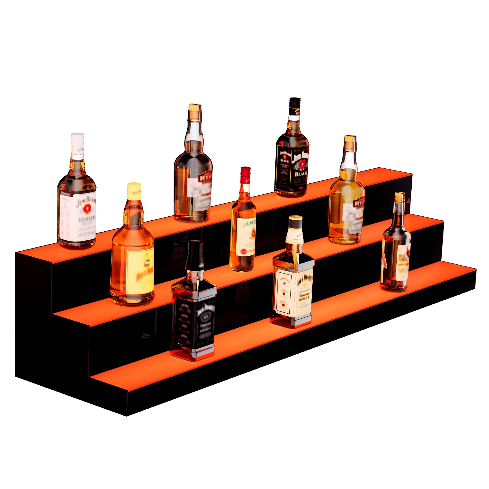 VEVOR LED Lighted Liquor Bottle Display Bar Shelf RF & App Control 48″ 3-Step