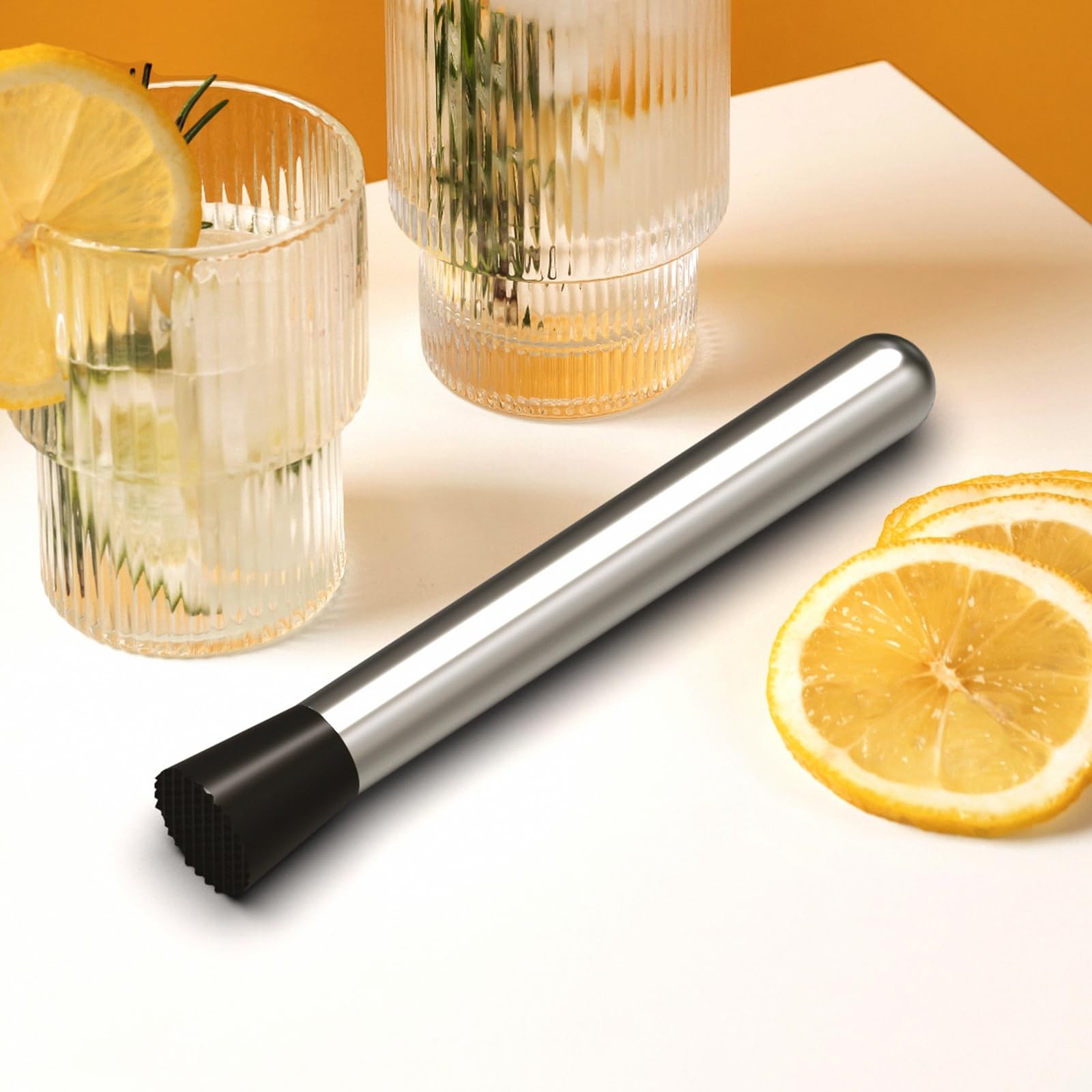 Ohtomber 8″ Muddler for Cocktails, Stainless Steel Cocktail 8 inch, Silver