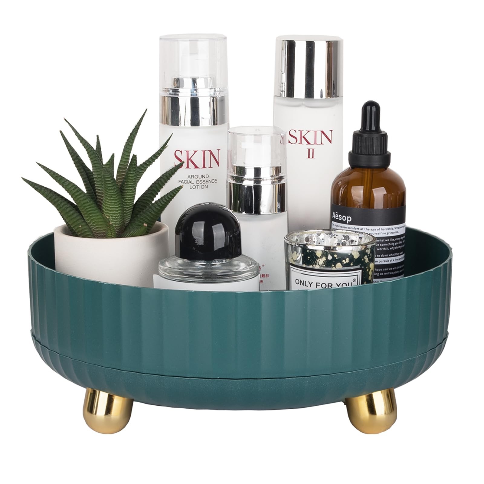 Anyoifax Makeup Perfume Organizer Tray 360 Degree Rotating Lazy Susan Skincare L