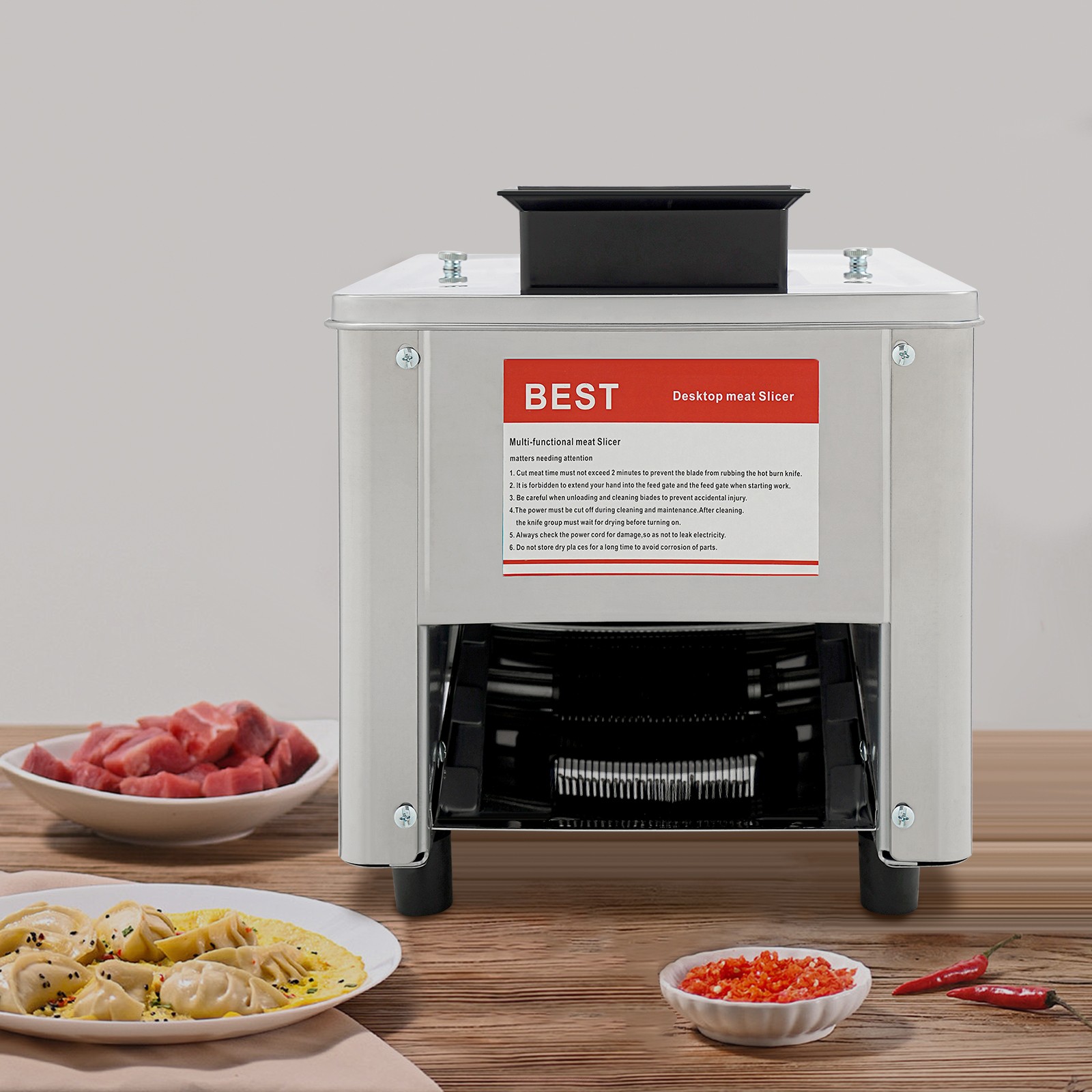 850W Meat Cutting Machine 150Kg/H Electric Meat Cutter Slicer 10mm Blade 110V