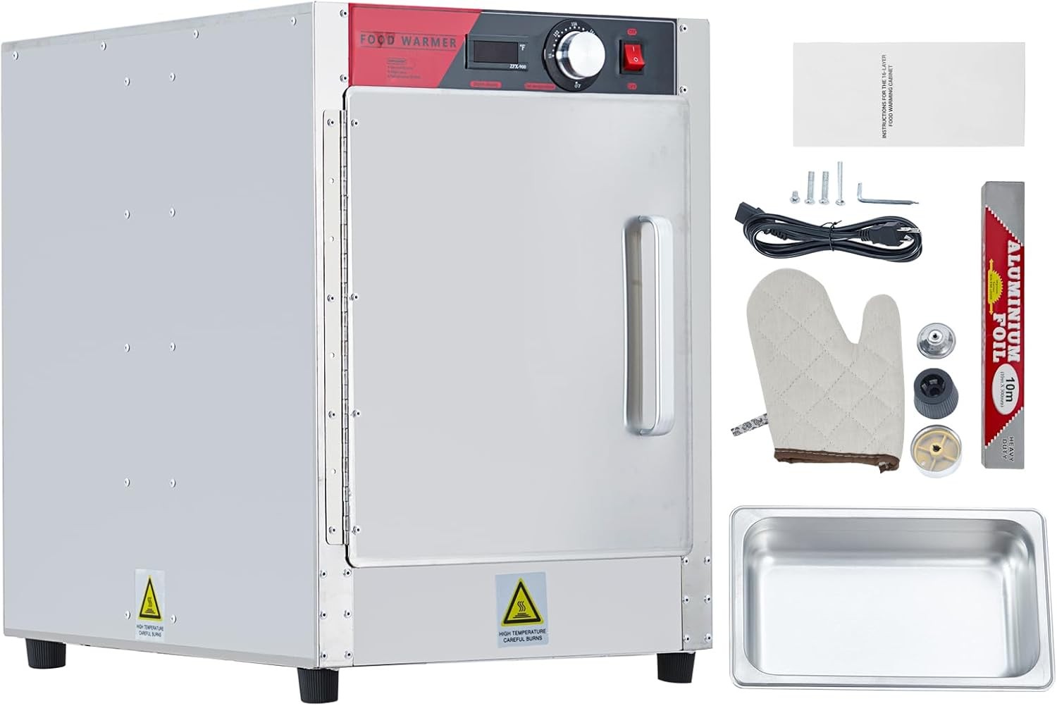 Commercial 4-Tier Heated Holding Cabinet 850W Stainless Hot Box Fits 1/1 Pans