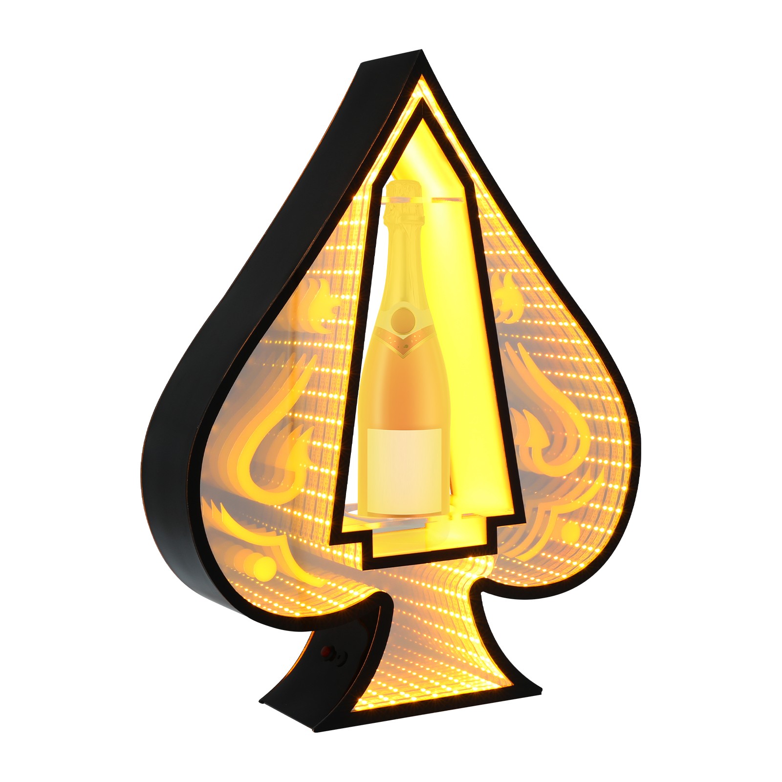 44*11*55cm Yellow Acrylic LED Lighting Wine Bottle Display Rack, Ace of Spades