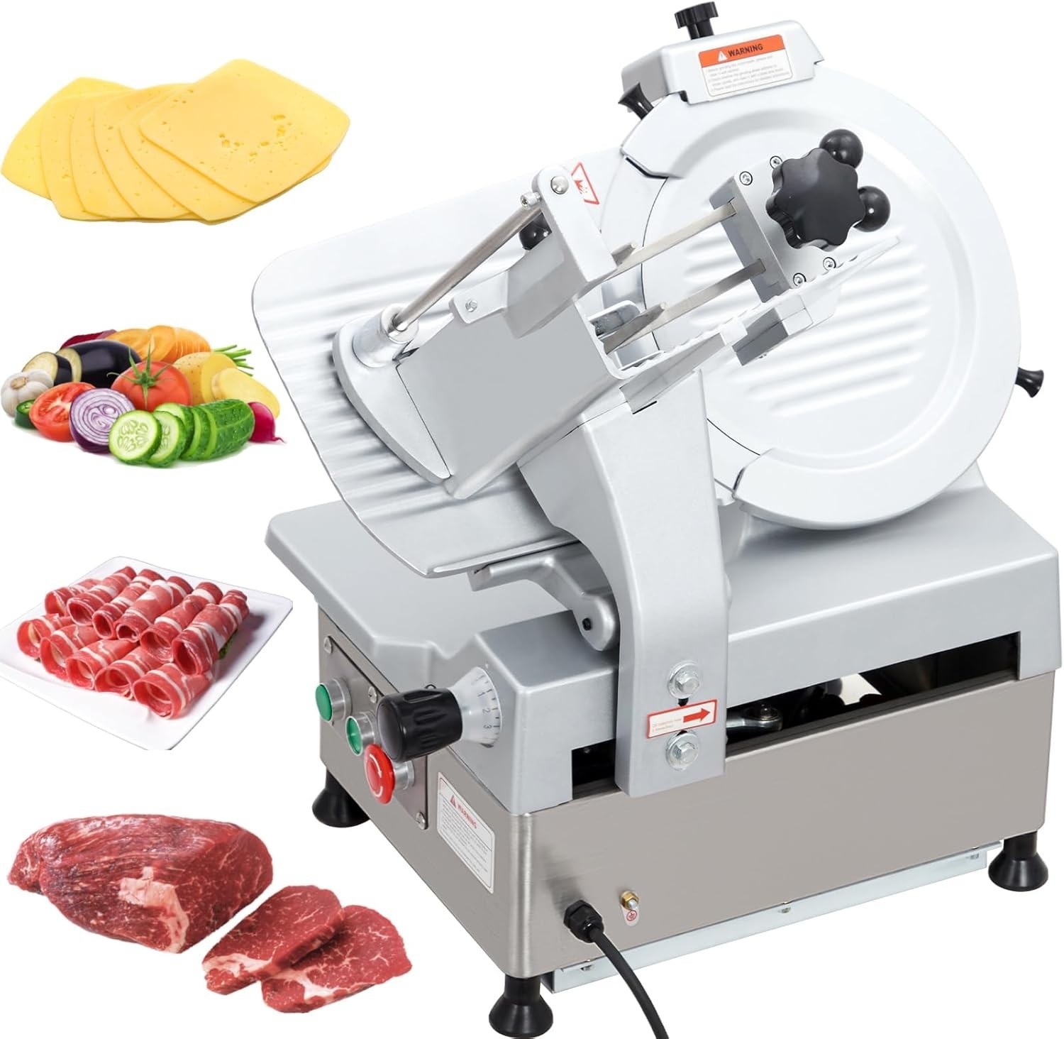 Commercial Meat Slicer 12″ Fully Automatic 180W+370W Stainless Steel Adjustable