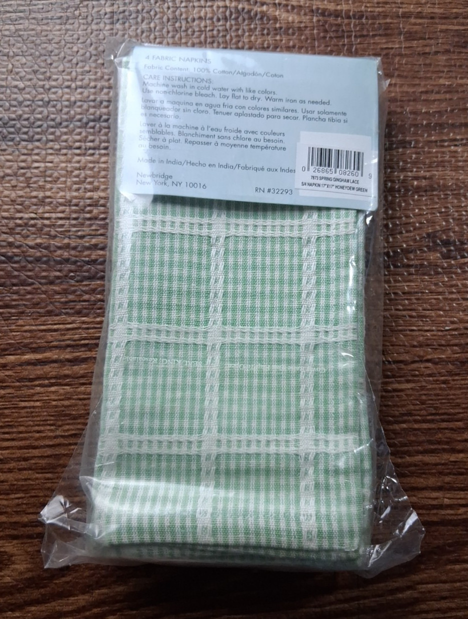 Pavilion Collection 4 Green Fabric Napkins India Cotton NIB