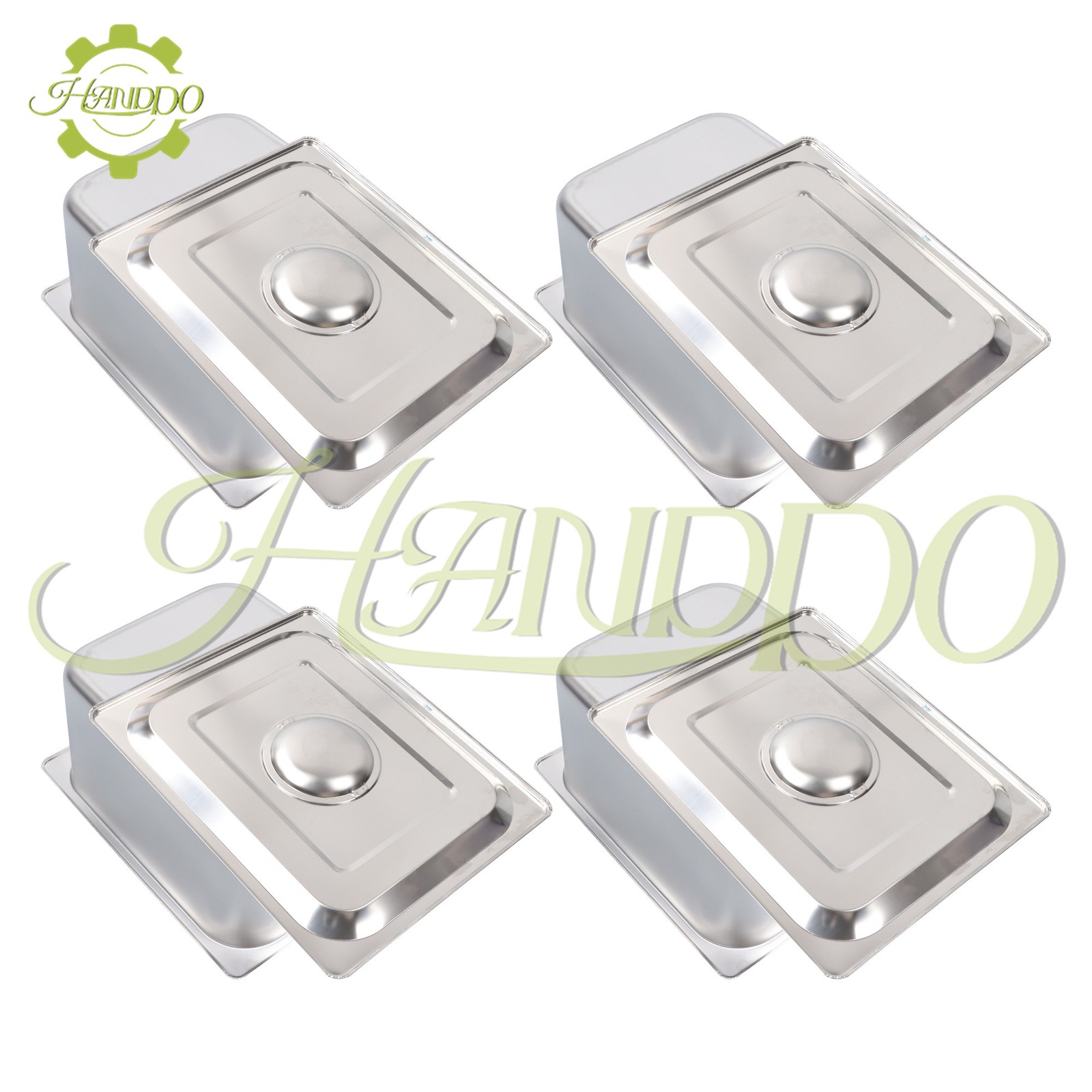 4Pack 1/2 Size 6″ Deep Stainless Tray Storage Container for Restaurant with Lid