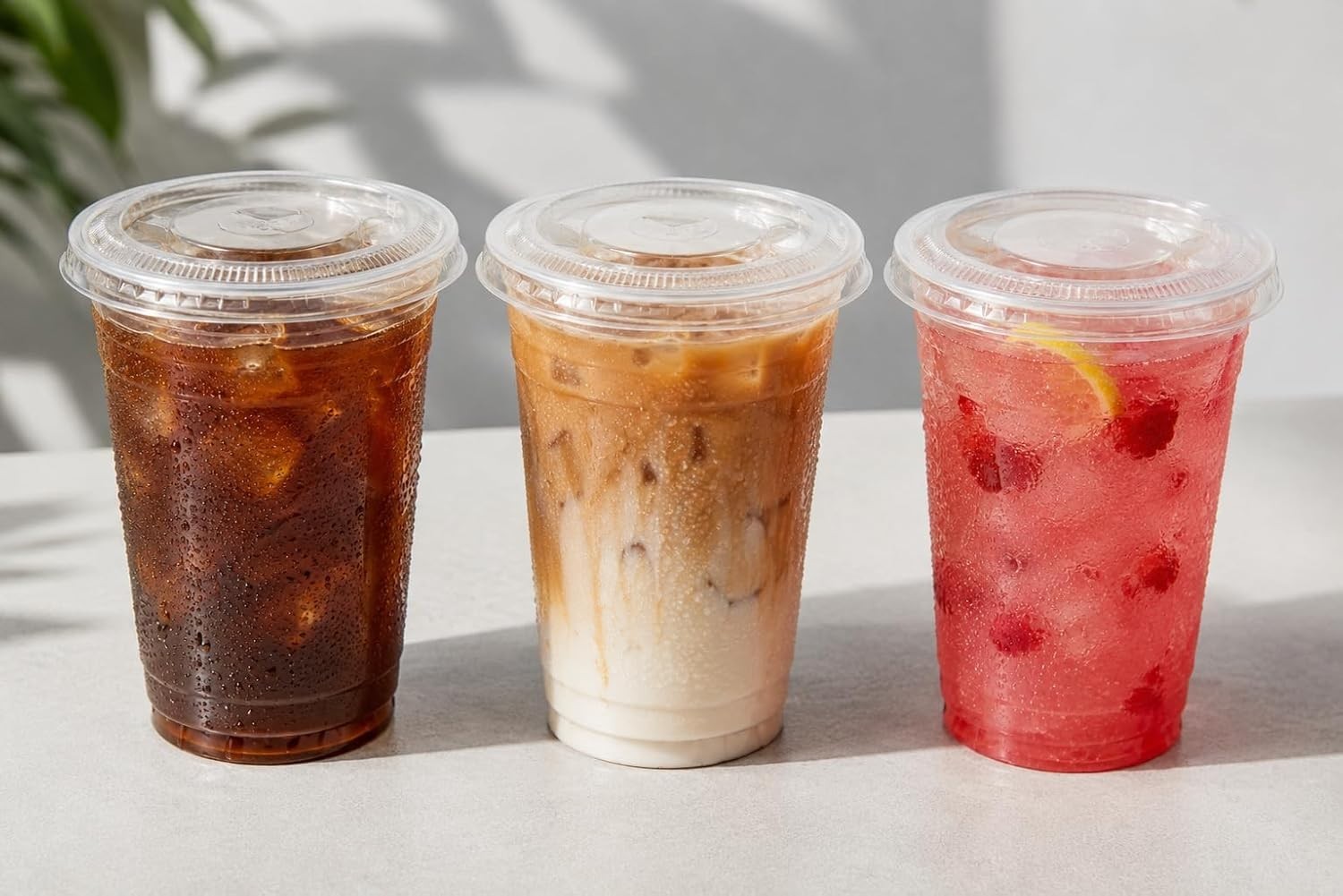 100 Pack Plastic Iced Coffee Cold Cups w/ Lids and Straws, To-Go Disposable
