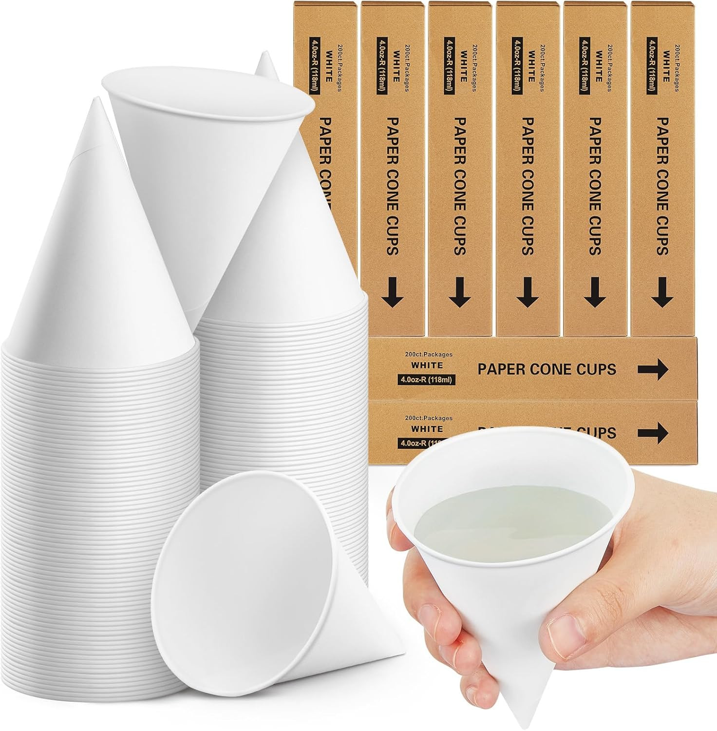 1600 Pcs Paper Cone Cups Thicken Disposable Cone Cups for Shaved Ice, Slushies W