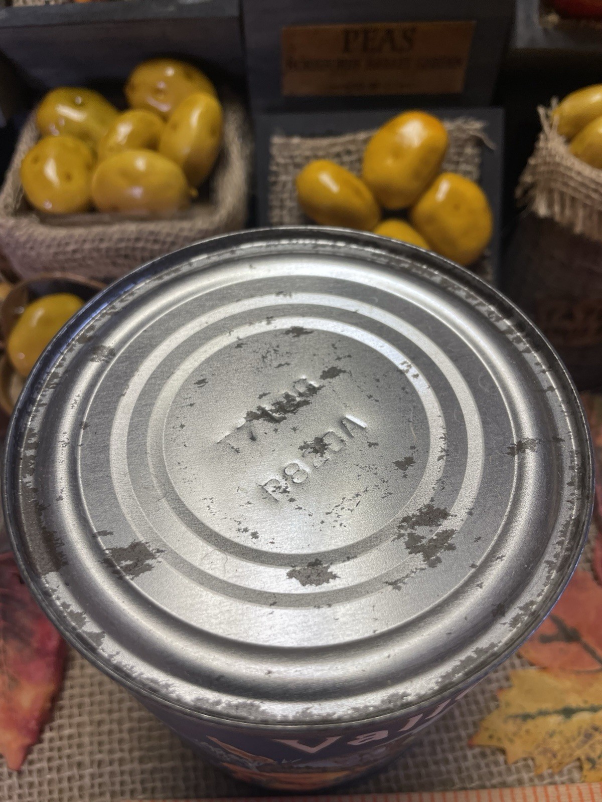 VTG VALLEY VIEW APRICOTS TIN CAN PRIMITIVE COUNTRY STORE DISPLAY FARMHOUSE PROP