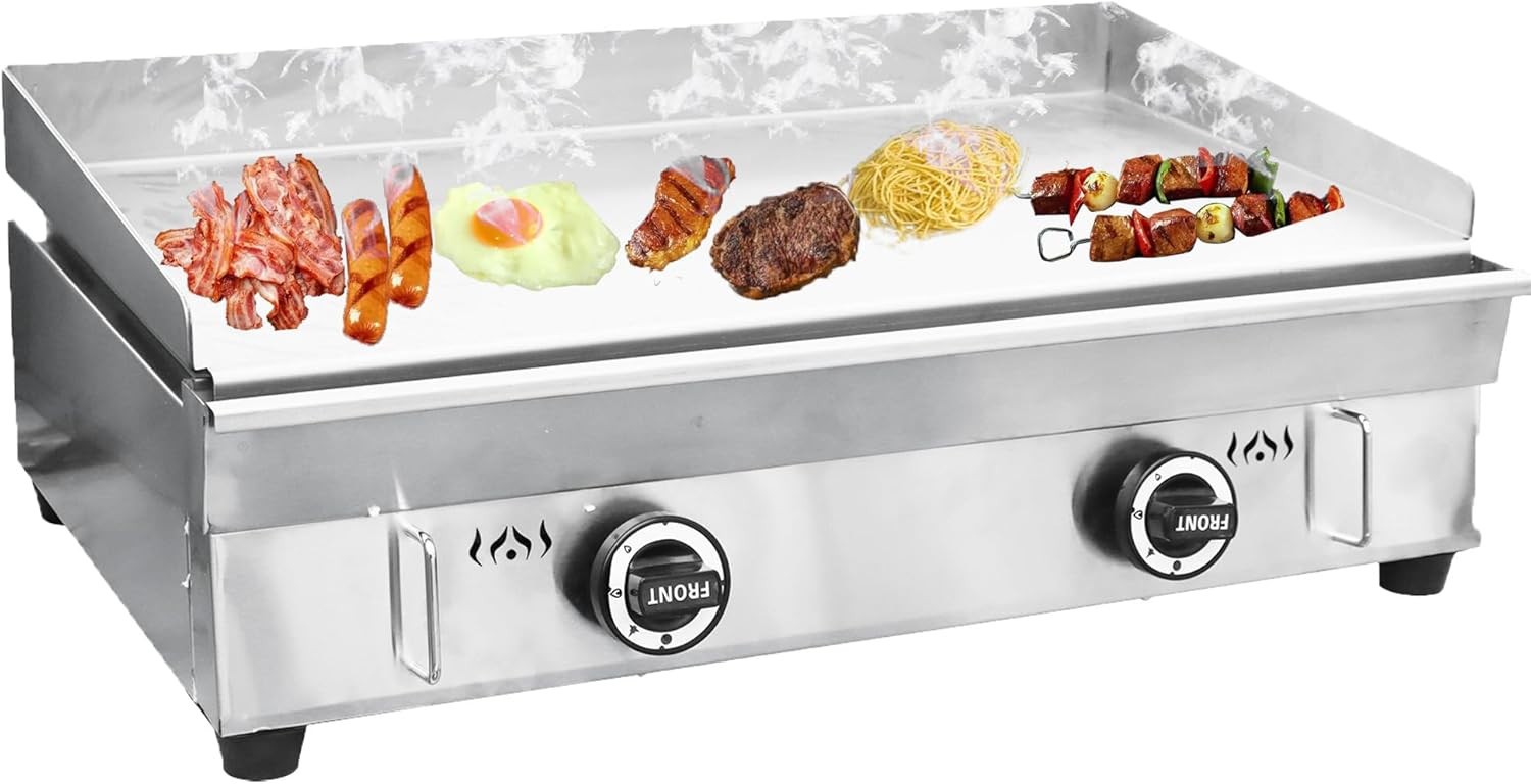28.94×16.14 in LPG Gas Countertop Flat Top Griddle Stainless Steel Griddle Grill