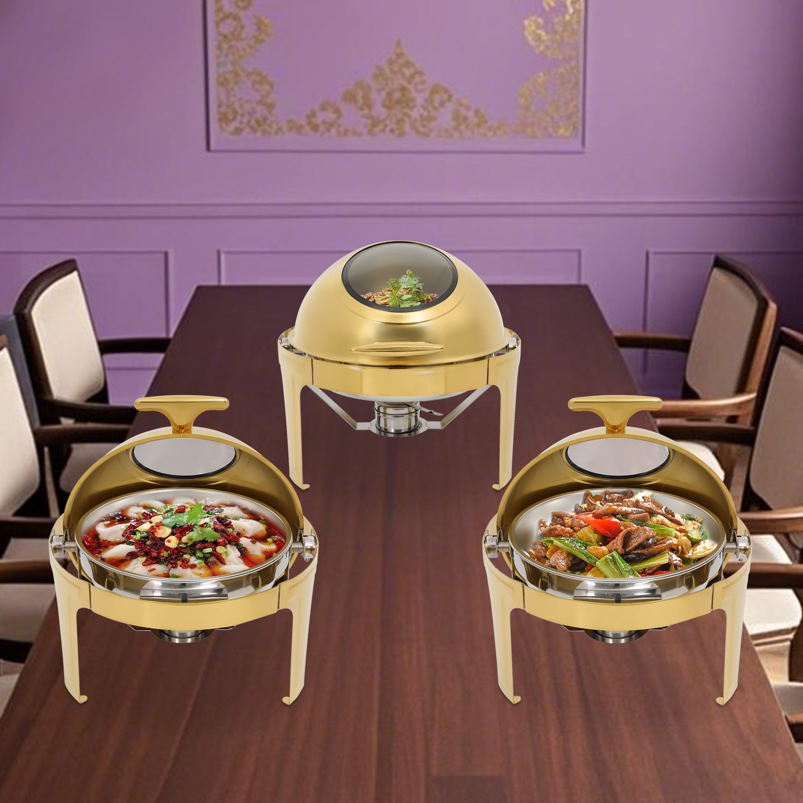 3Pcs Chafing Dish Buffet Set Stainless Steel Buffet Warmer Chafers &Warmers Sets