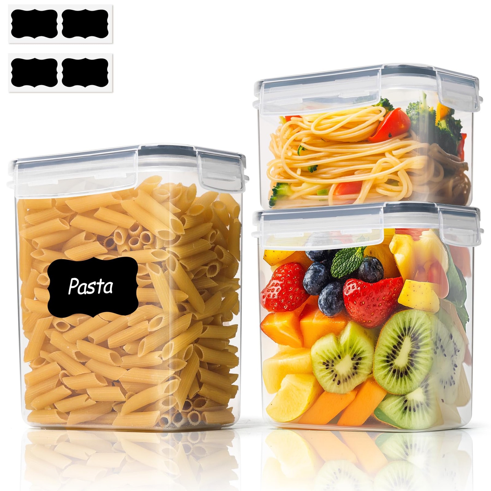 ComSaf Food Storage Containers with Lids Set of 3 (2L/2.1Qt) (1.4L/1.5Qt) (0.8L/