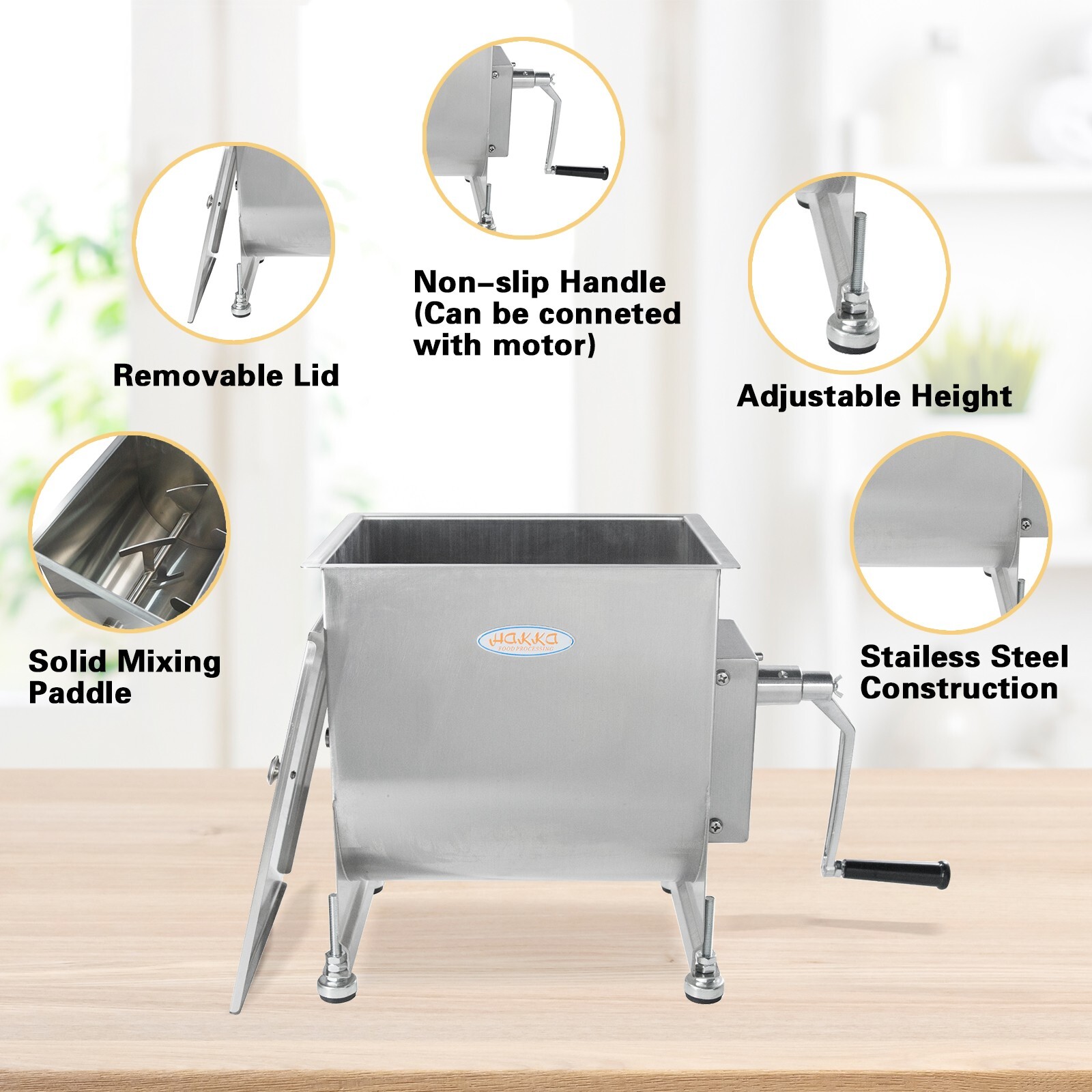 Hakka Refurbished Meat Mixer 45lbs 22.5L Capacity Tilt Tank Food Mixers