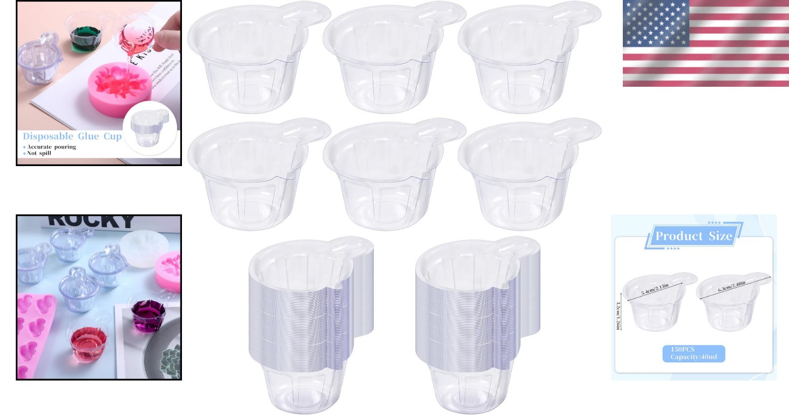 Precision 40ml Disposable Mixing Cups – 150pcs for Mixing Resin & Paint