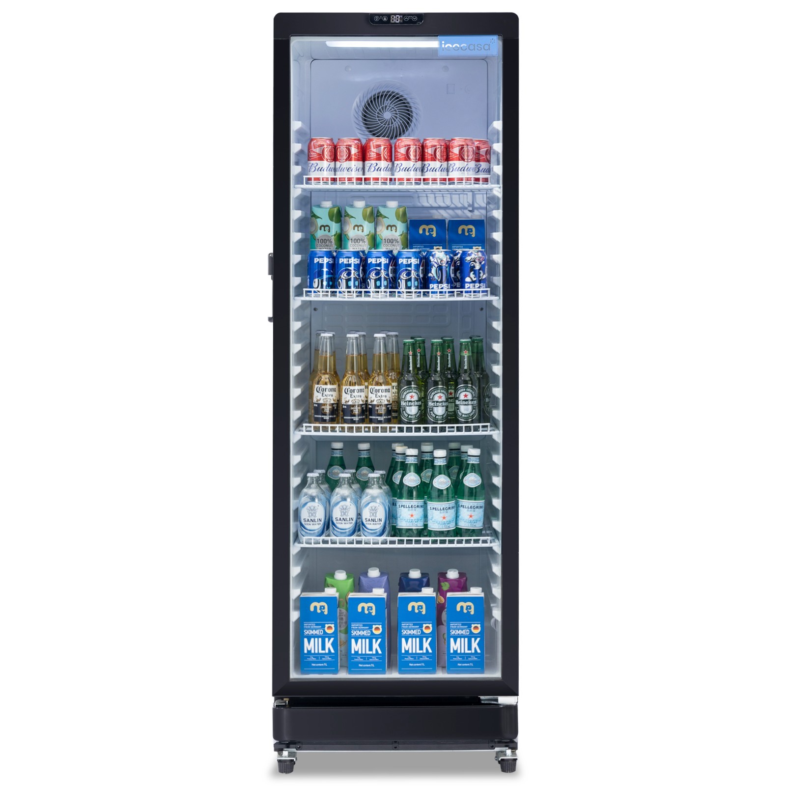 ICECASA 22.6″ Beverage Refrigerator 12 Cu.ft Glass Door Display Cooler Wine Beer