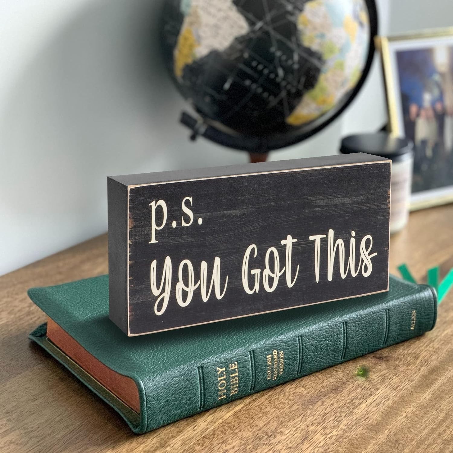 Esur Motivational Home Office Desk Black Decor – Farmhouse Wooden Box