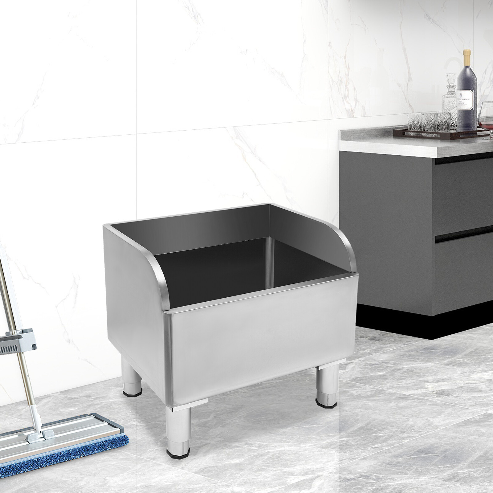 Silver 24″ *16″ *22″ Commercial Stainless Steel Floor Mop Sink 12″ Deep Basin