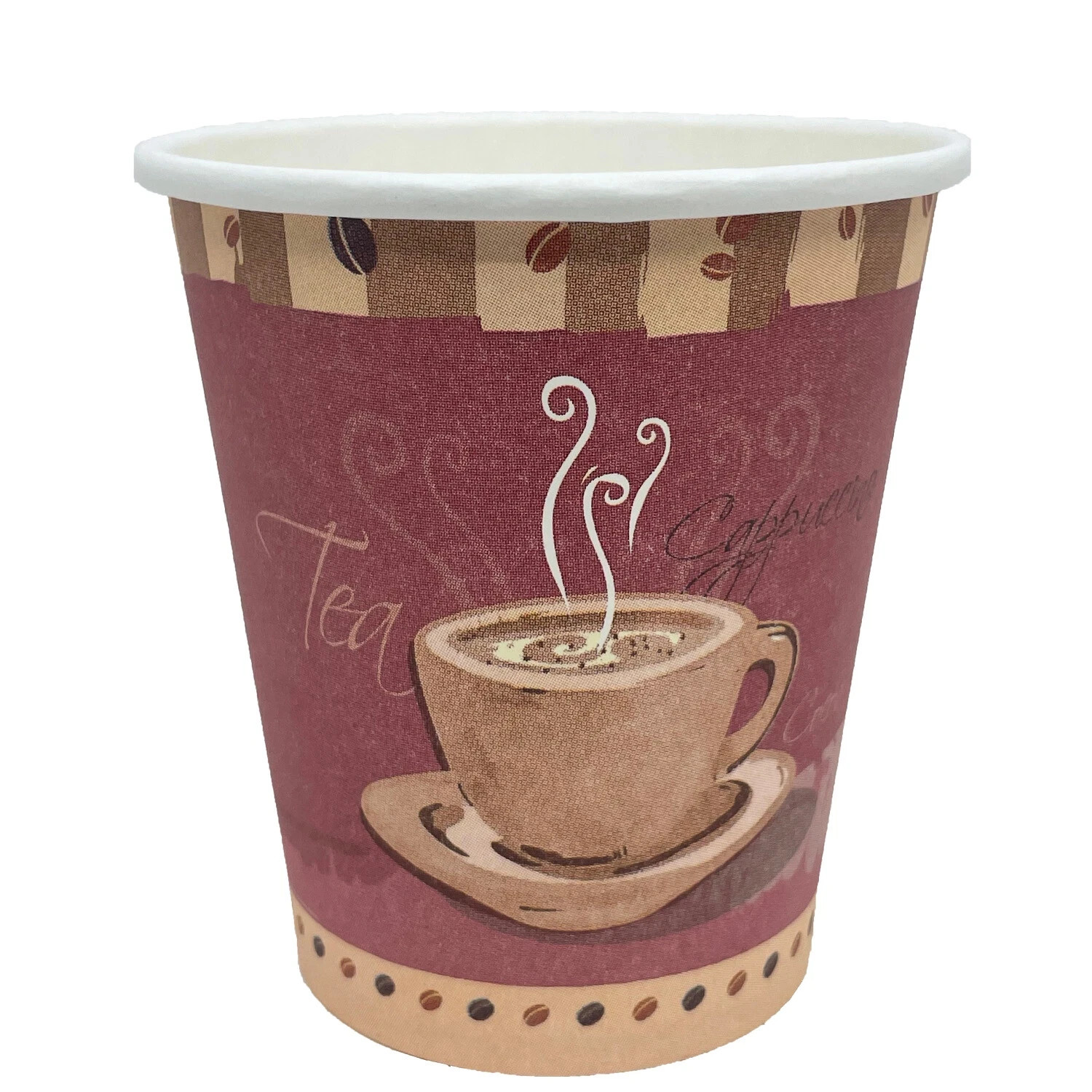 12 oz Disposable Paper Cups Coffee Bean Design for Cold/Hot Drinking Coffee Tea