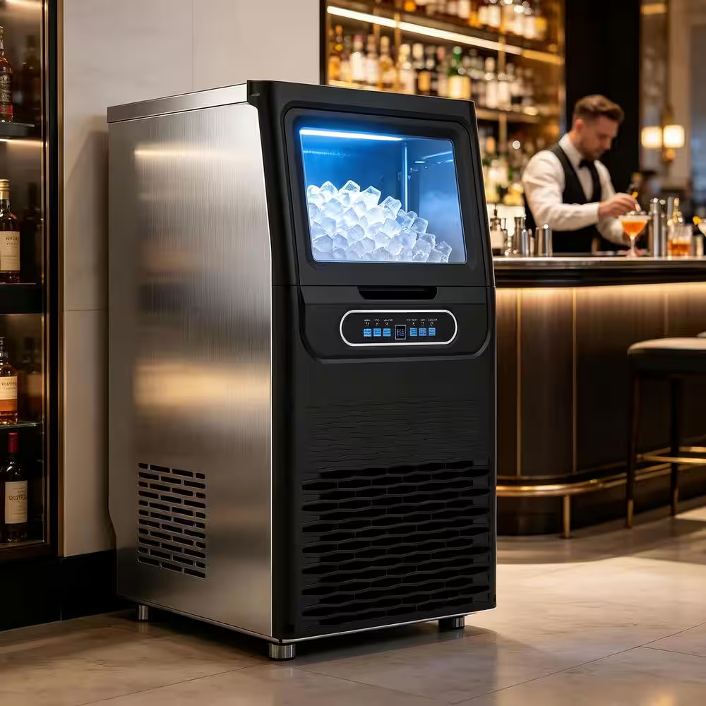 13.78 In. Commercial Ice Maker, W/30 Lbs. Storage, 110 Lbs. /24 H Freestanding S