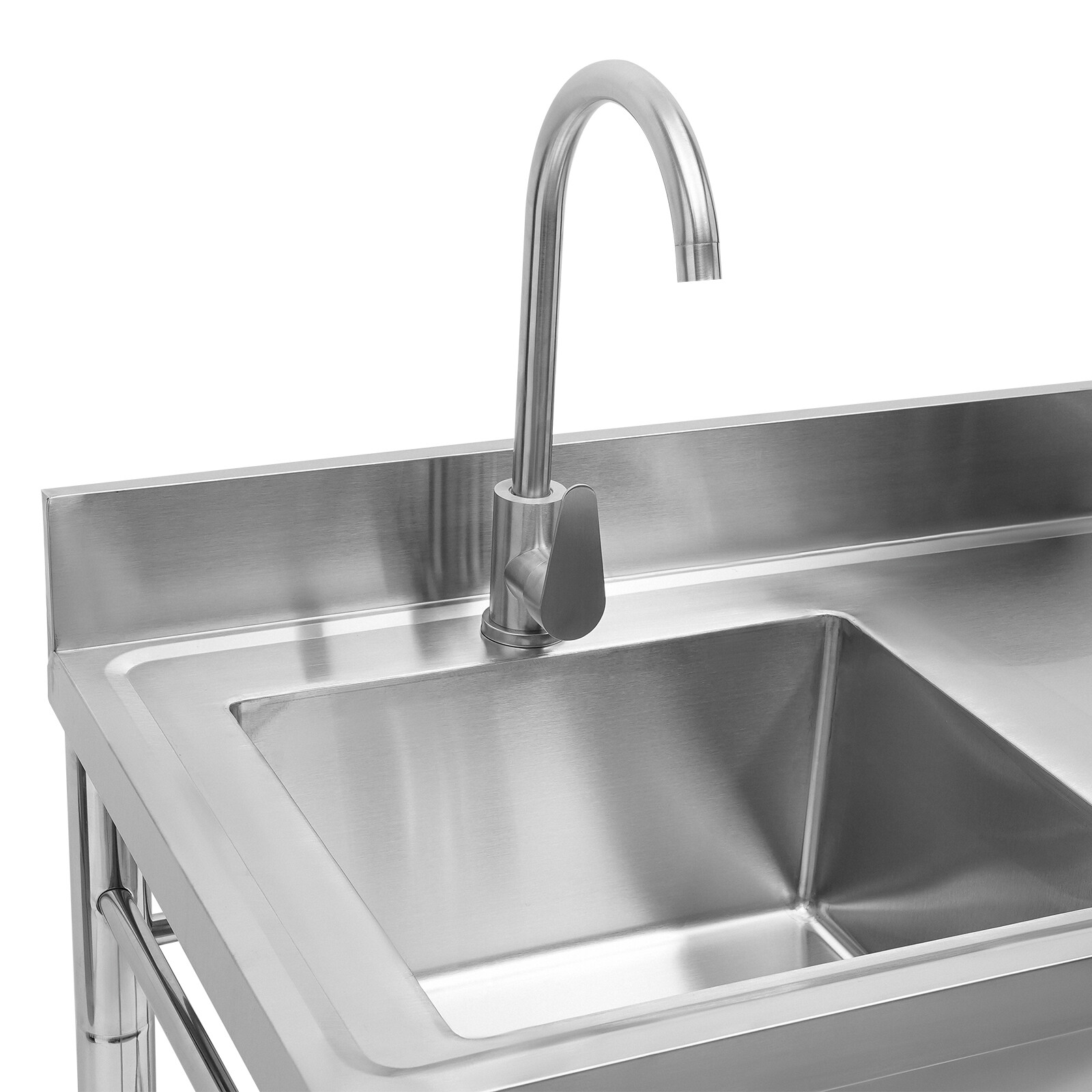 Stainless Steel Metal Sink 1 Compartment Sink With Drainboard Commercial Kitchen