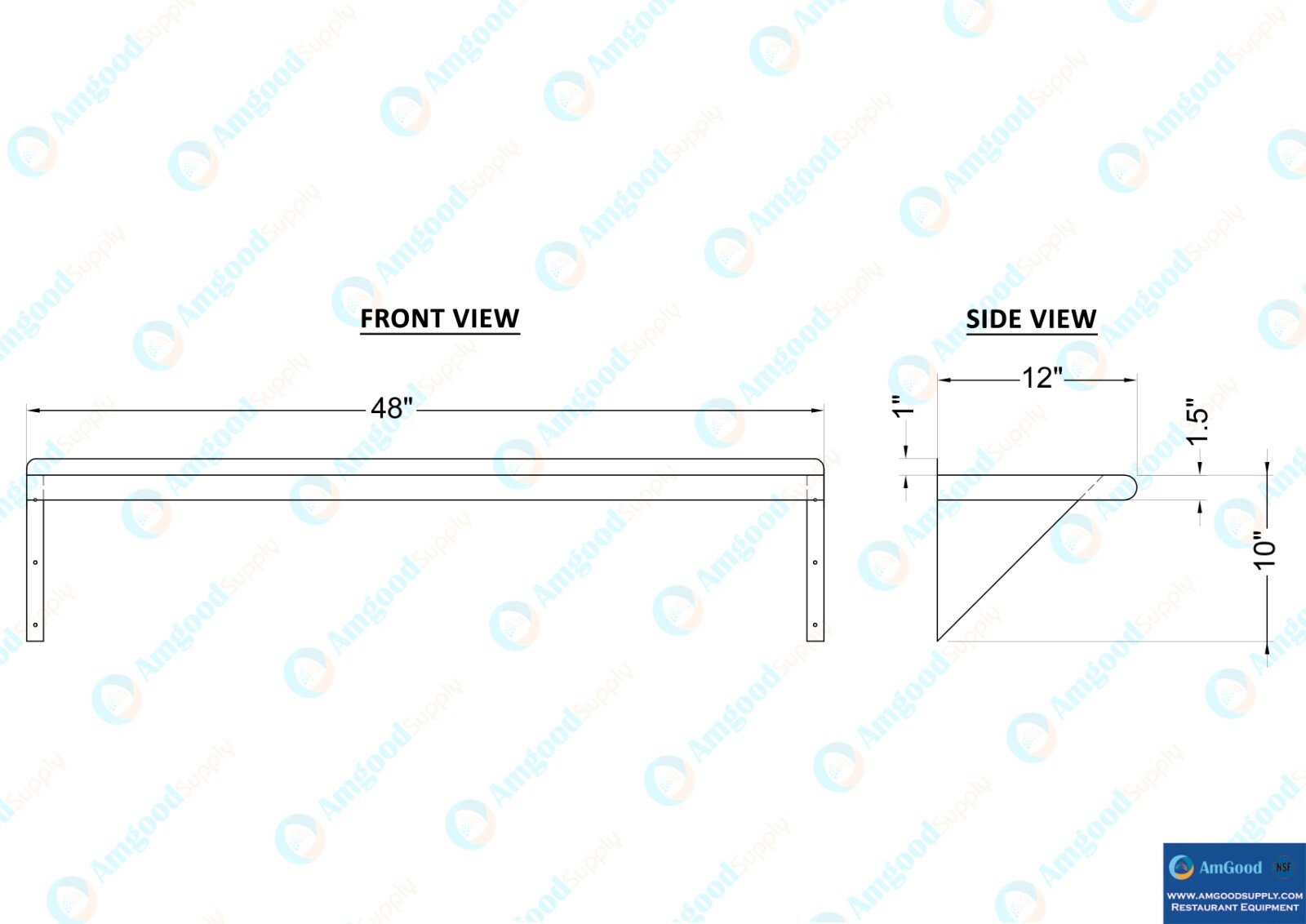 12 in. x 48 in. Stainless Steel Wall Shelf