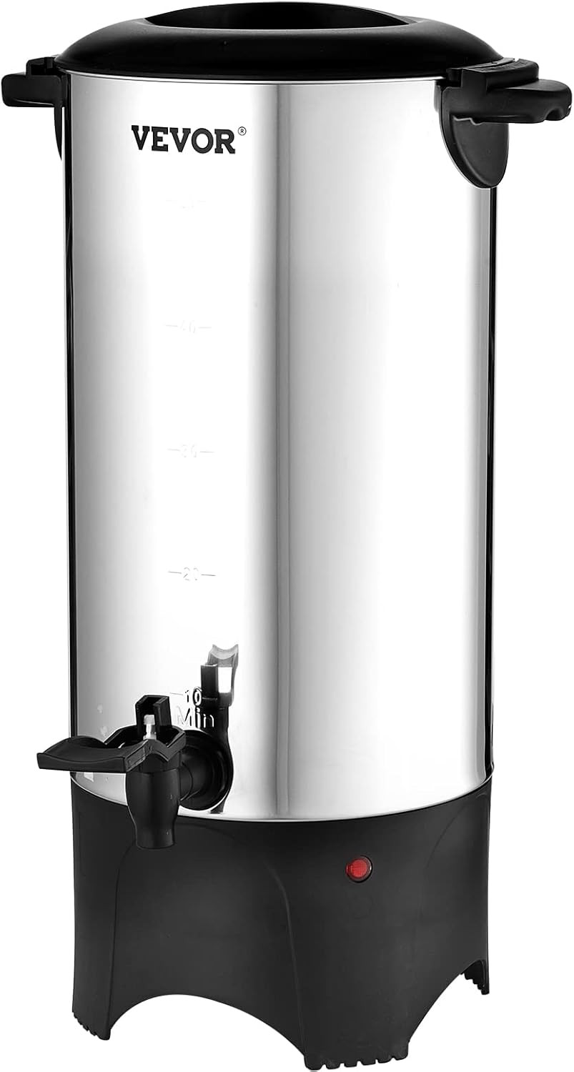 Commercial Coffee Urn, 50 Cups/7.5L Stainless Steel Large Coffee Dispenser, 1000
