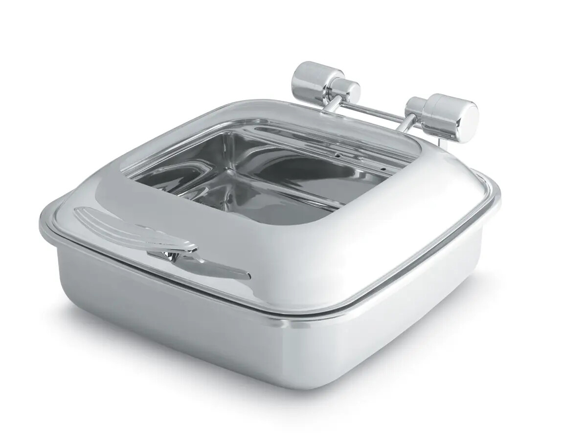 Vollrath 46134 6Qt Square Glass Top Induction Chafer w Stainless Food Pan
