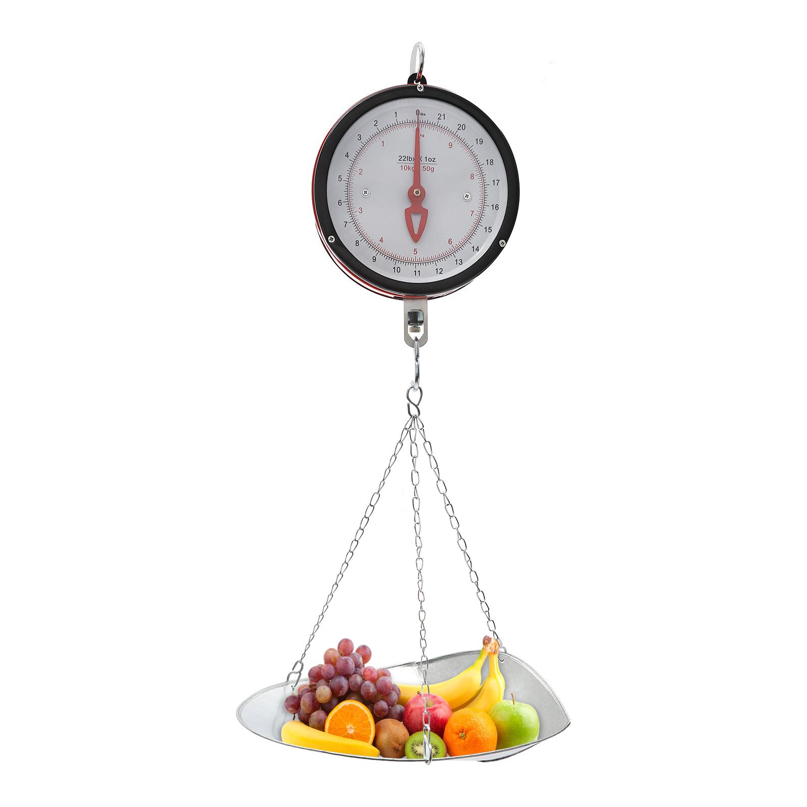 10kg/22lbs Double-sided Supermarkets Dial Hanging Scale Circular Hanging Scale